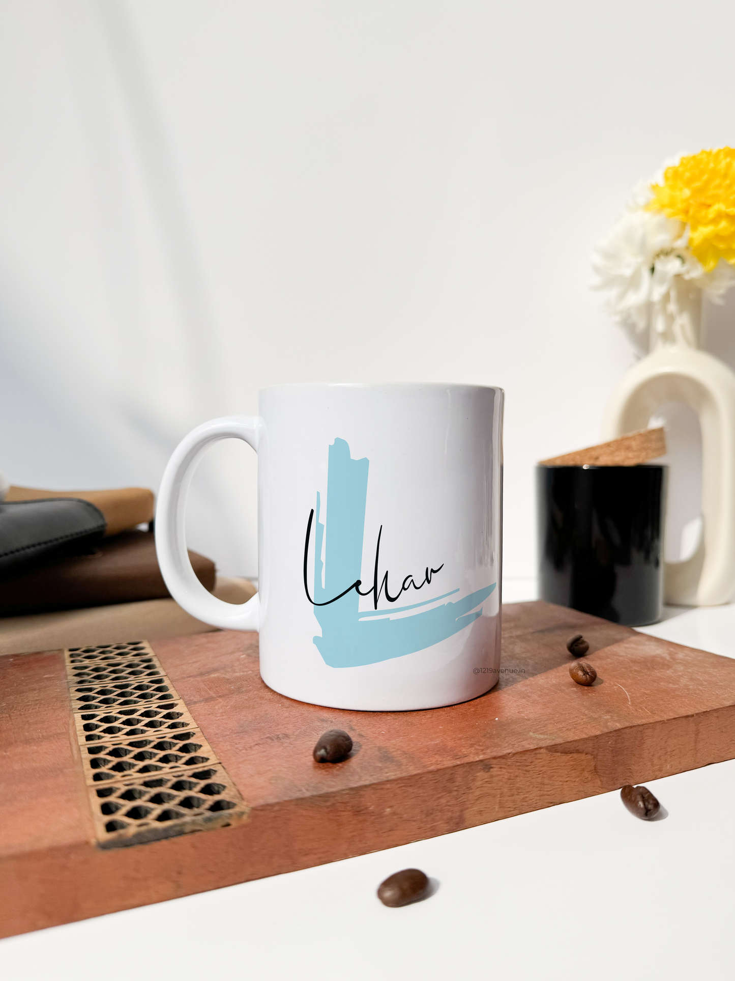 Personalized Ceramic White Mug 350ml | Name & Initial Permanent Print | Pocket Picks Mugs