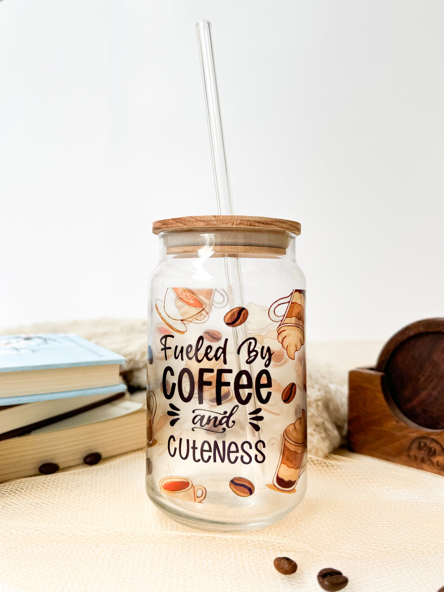 Can Shaped Sipper 500ml| Fueled by Coffee and Cuteness Print | 18oz Can Tumbler with lid and straw
