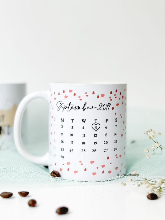 Personalized Ceramic White Mug 350ml | Photo Calendar Personalized Print | Pocket Picks Mugs |Heartstrings