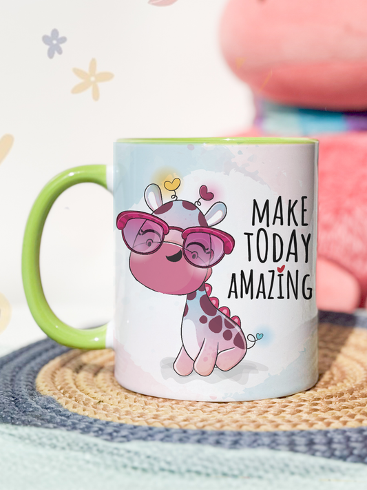 Kids Ceramic Mug 350ml | Today is Amazing Permanent Print | Kids Worthy Mugs