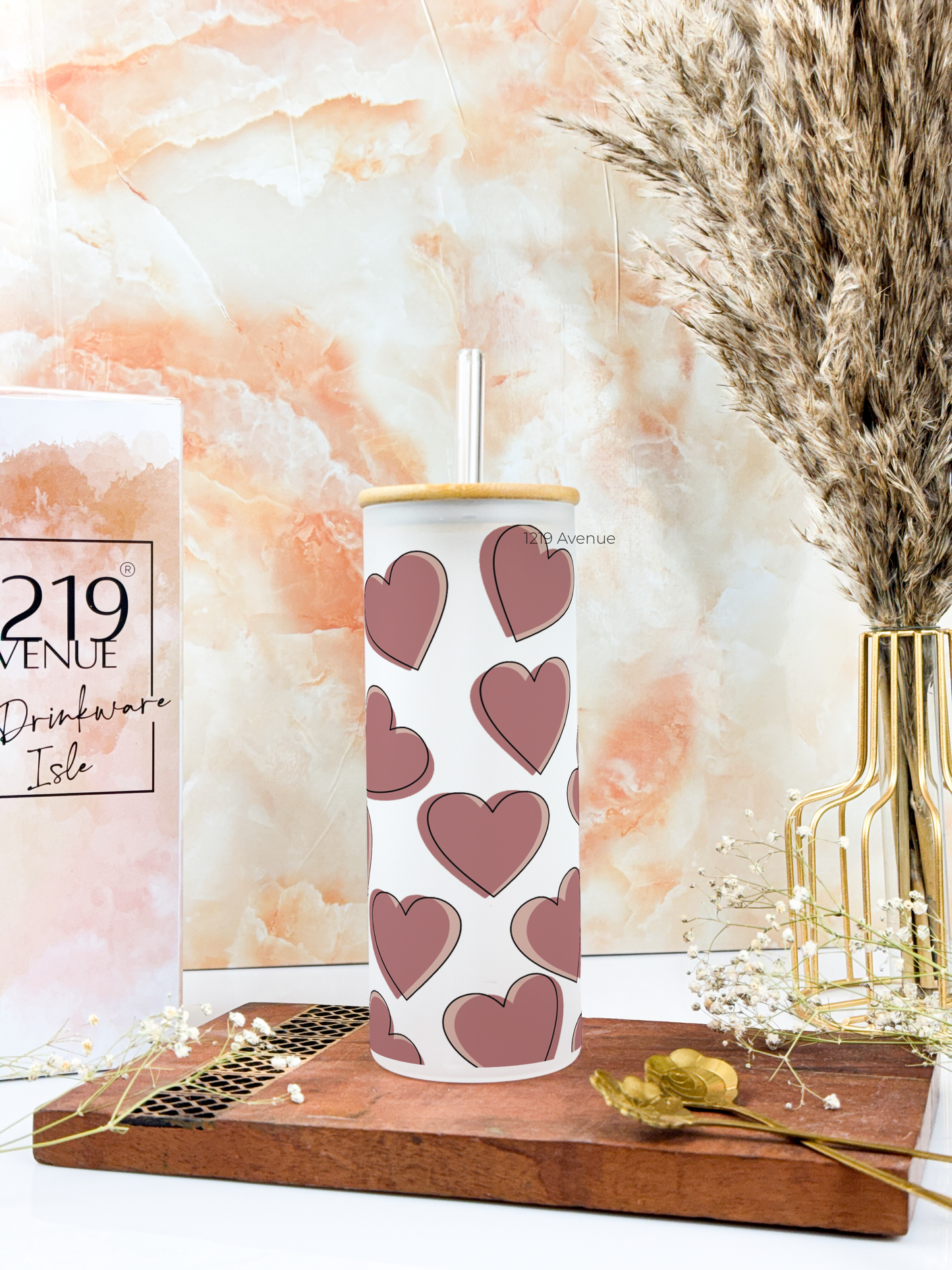 Frosted Grande Sipper 650ml| Big on Love Print| 20oz Tall Tumbler with Straw and Lid
