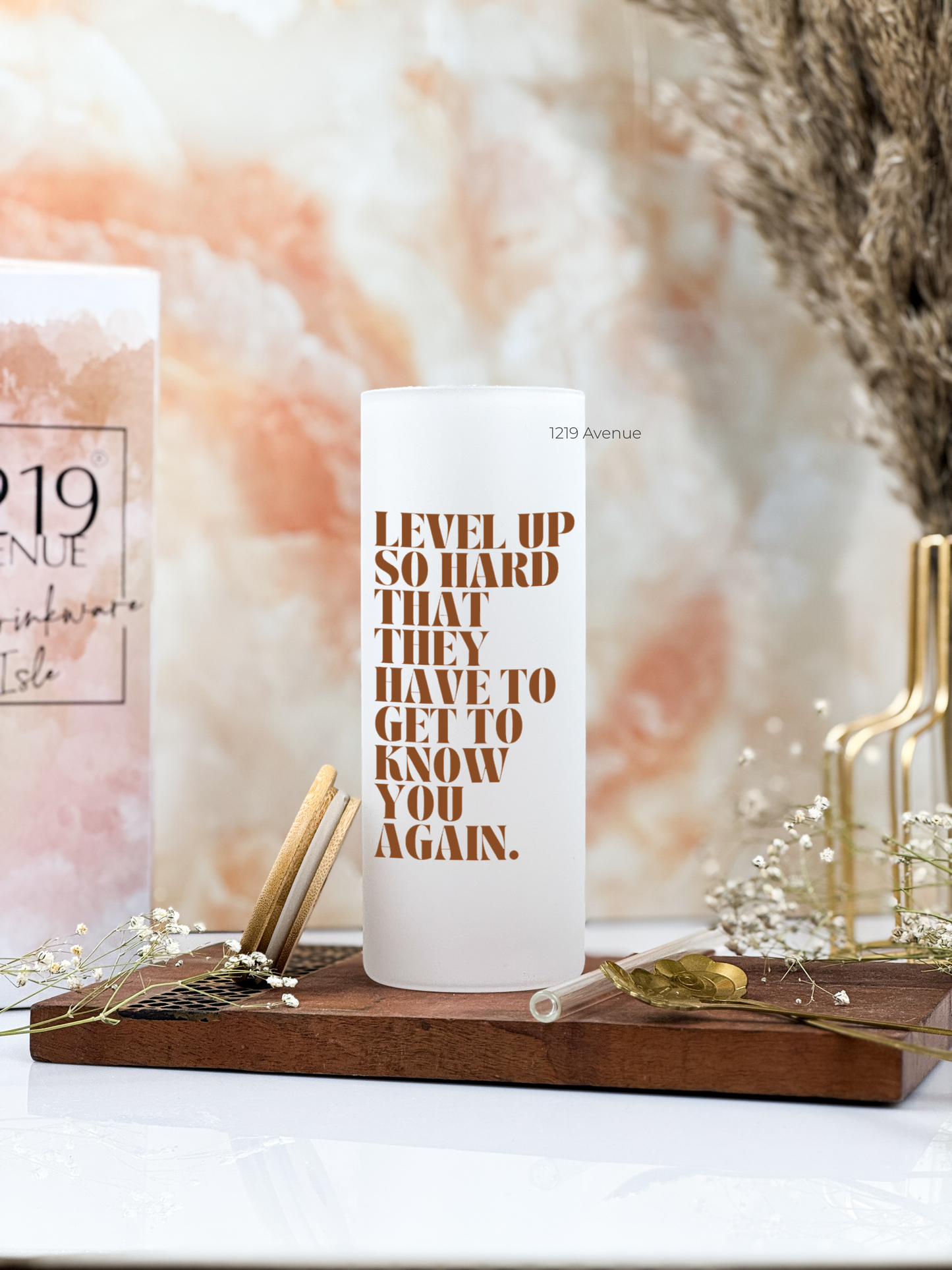 Frosted Grande Sipper 650ml| Level Up Print| 20oz Tall Tumbler with Straw and Lid
