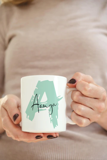 Personalized Ceramic White Mug 350ml | Name & Initial Permanent Print | Pocket Picks Mugs