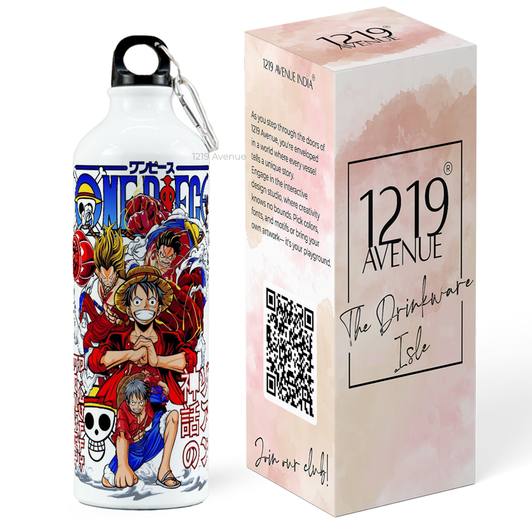 750ml Hooked-Up Water Bottle | Luffy Print | Leak Proof | Printed Bottle with Carry Hook, Durable & Stylish