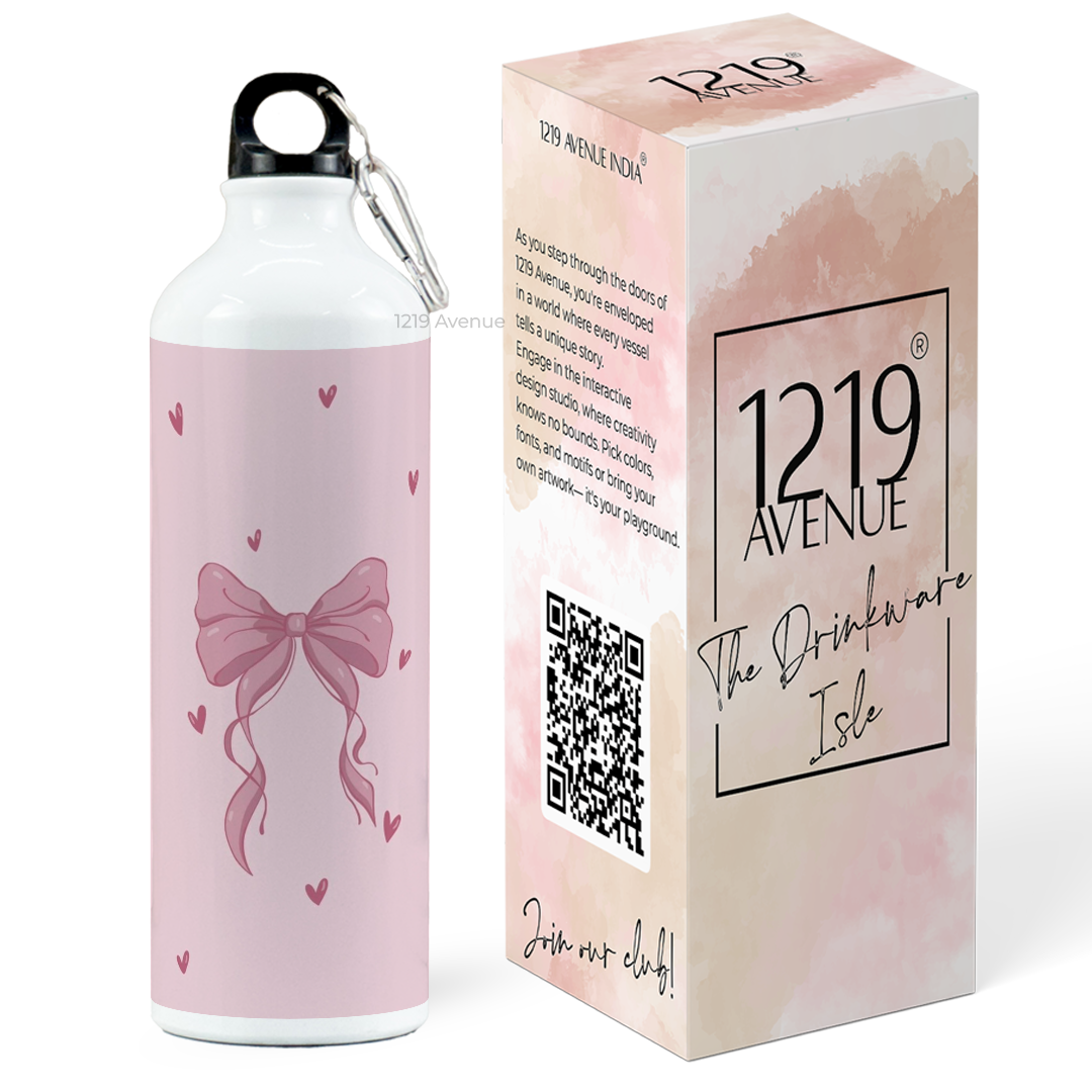 750ml Hooked-Up Water Bottle | Abstract Bow Print | Leak Proof | Printed Bottle with Carry Hook, Durable & Stylish