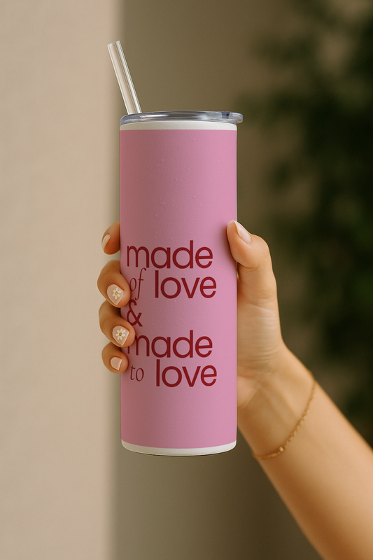 Colossal Tumbler 700ML with Straw | Made of Love Print |Double Walled Insulated Tumbler 7-8 hrs