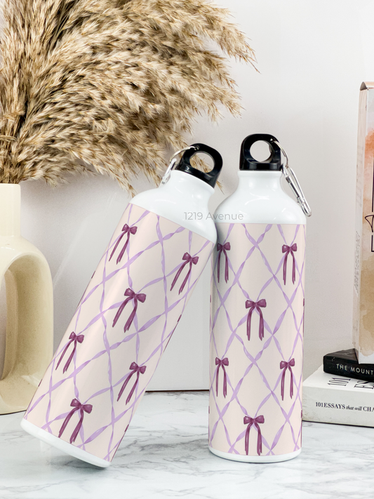 750ml Hooked-Up Water Bottle | Choq Bows Print | Leak Proof | Printed Bottle with Carry Hook, Durable & Stylish