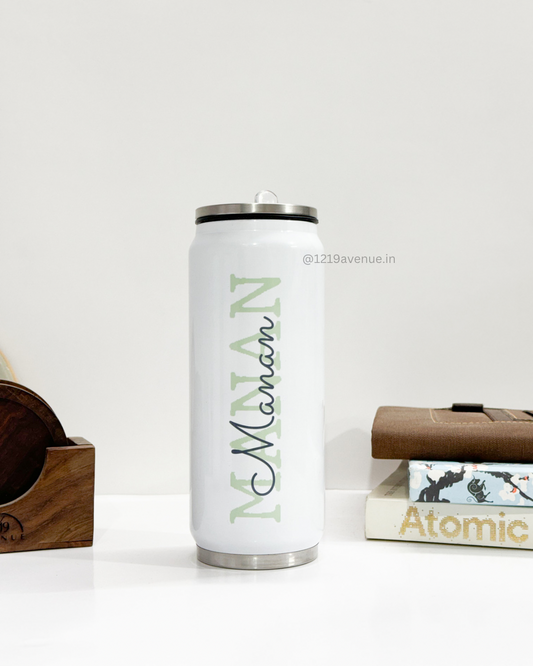 Personalized Metal Can Sipper 350ML with Straw | Signature Sip Print| Double Walled Insulated Tumbler 26oz