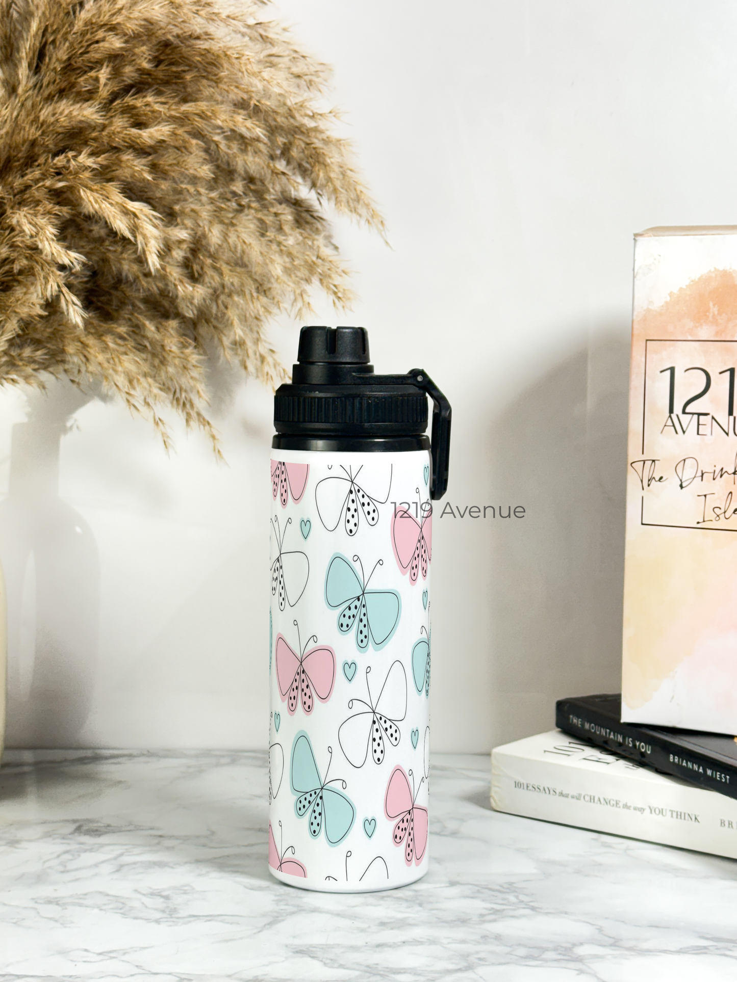 700ml Printed TANK-Sip Water Bottle | Butterfly Beut Print | For Office, School, Sports | Sipper Bottle with Carry Hook, Durable & Stylish