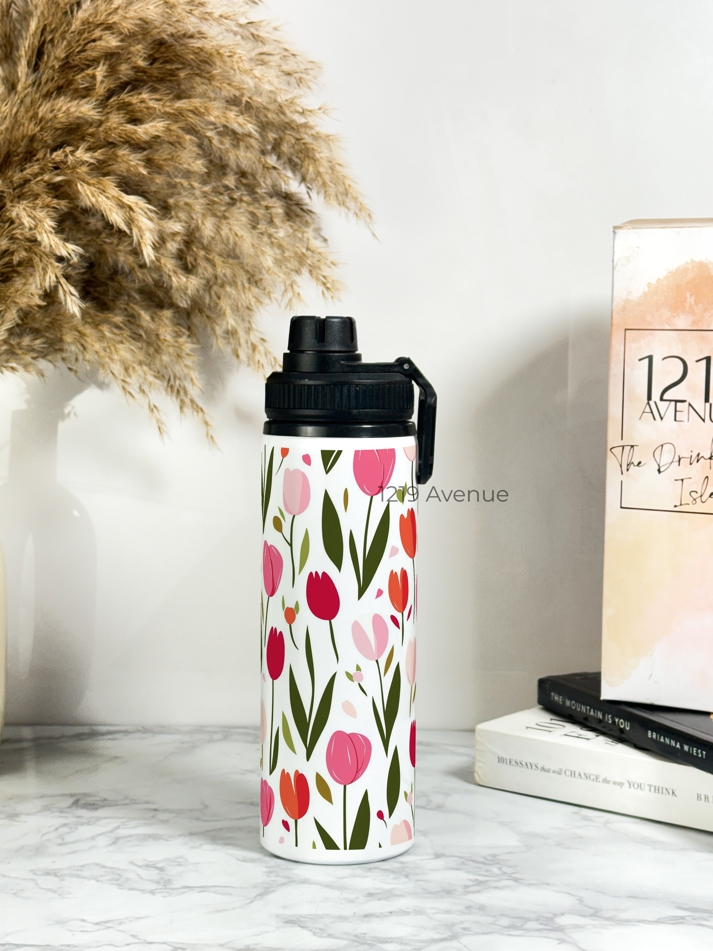700ml Printed TANK-Sip Water Bottle | Flowers In Garden Print | For Office, School, Sports | Sipper Bottle with Carry Hook, Durable & Stylish
