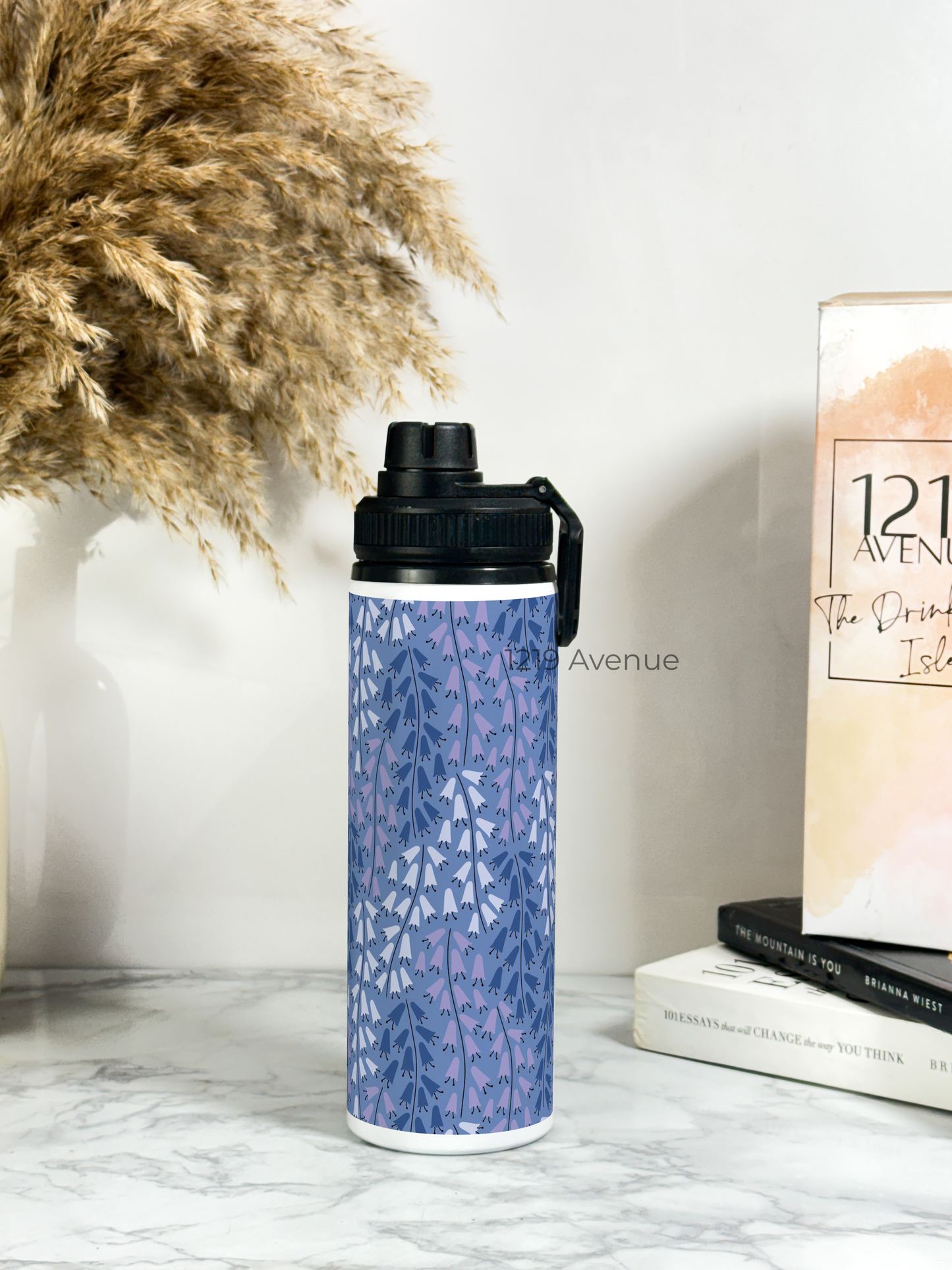 700ml Printed TANK-Sip Water Bottle | Lily Marble Print | For Office, School, Sports | Sipper Bottle with Carry Hook, Durable & Stylish