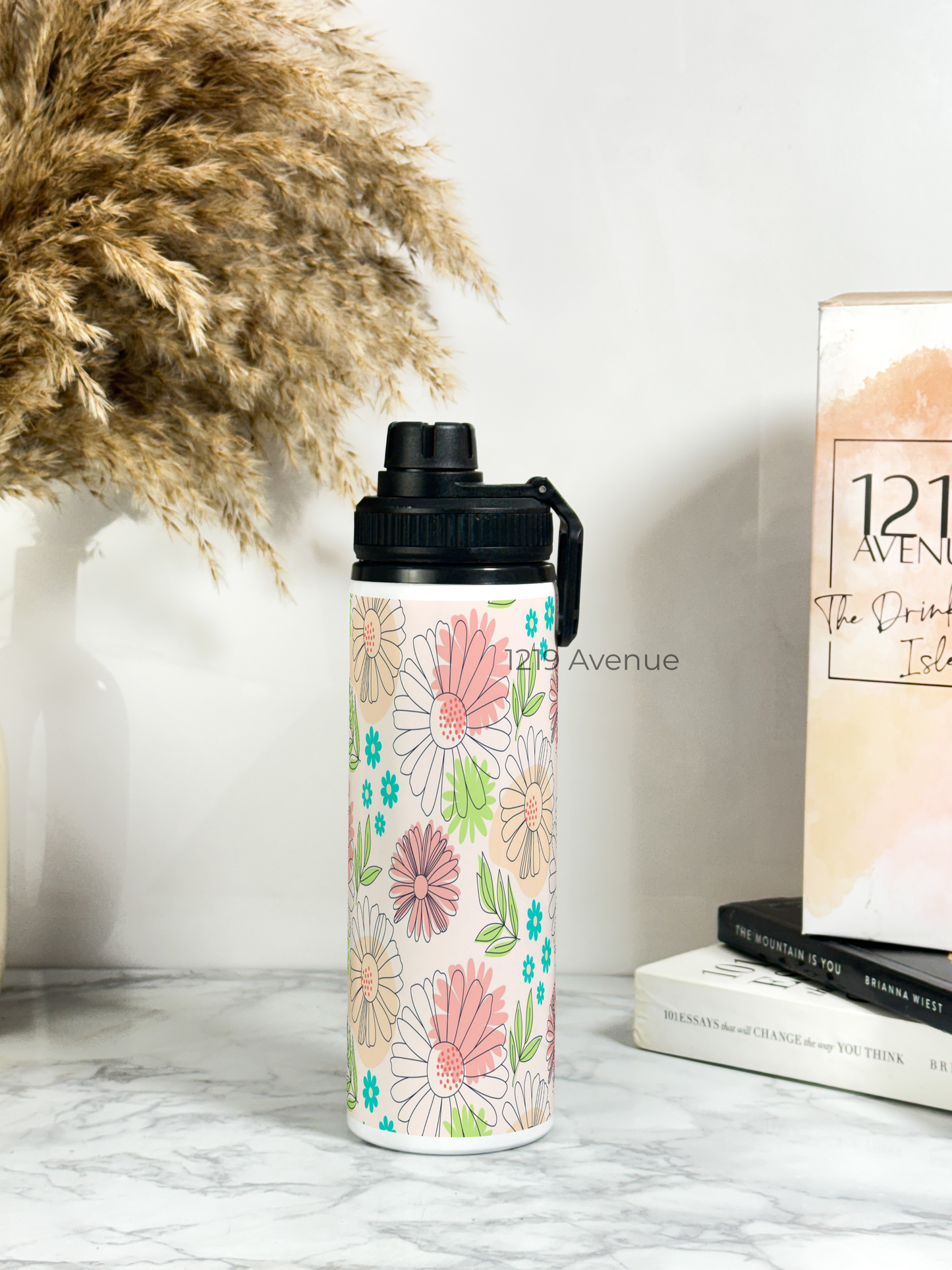 700ml Printed TANK-Sip Water Bottle | Floral Magic Print | For Office, School, Sports | Sipper Bottle with Carry Hook, Durable & Stylish