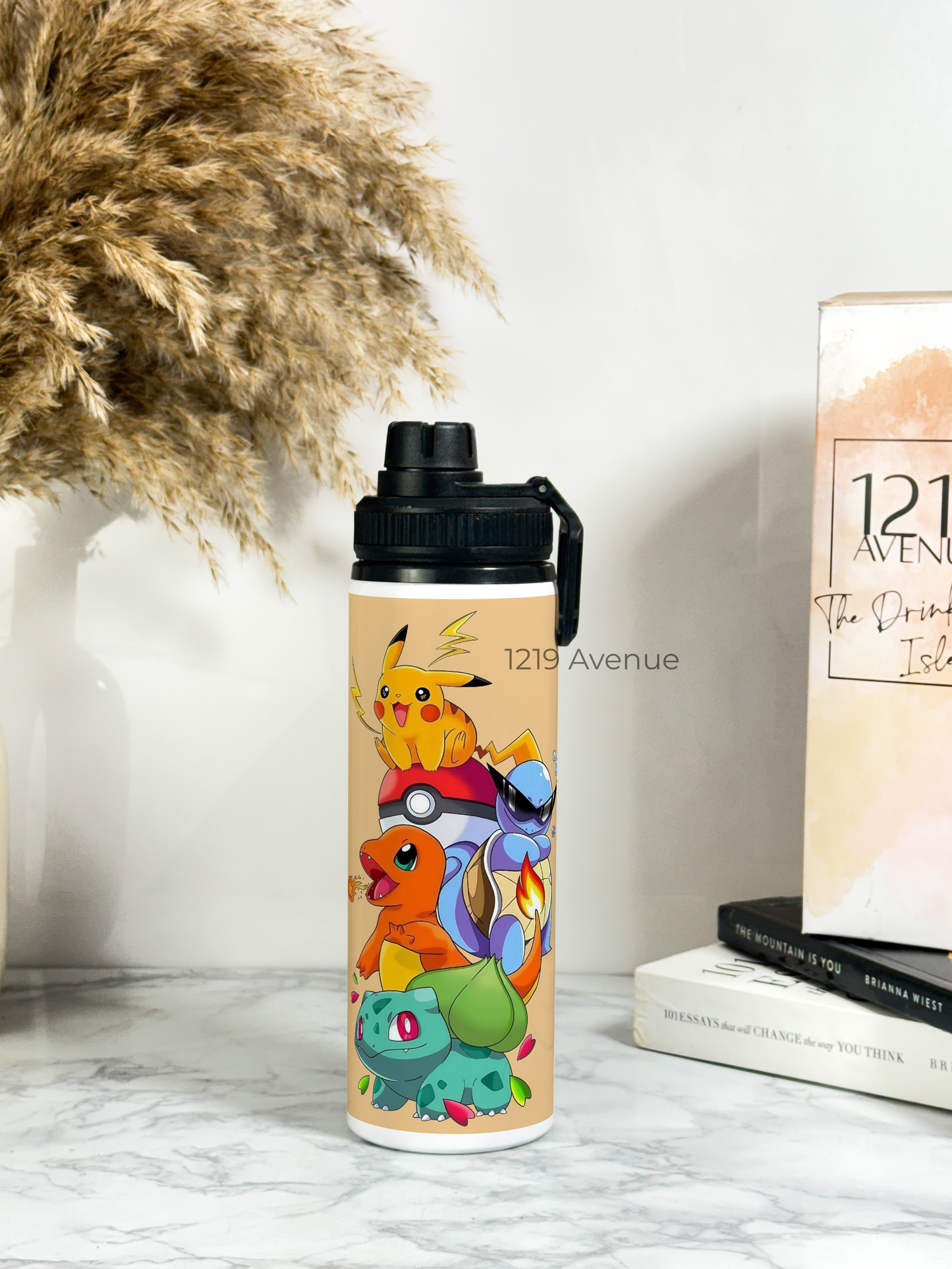 700ml Printed TANK-Sip Water Bottle | Ashy-Pokemon Print | For Office, School, Sports | Sipper Bottle with Carry Hook, Durable & Stylish
