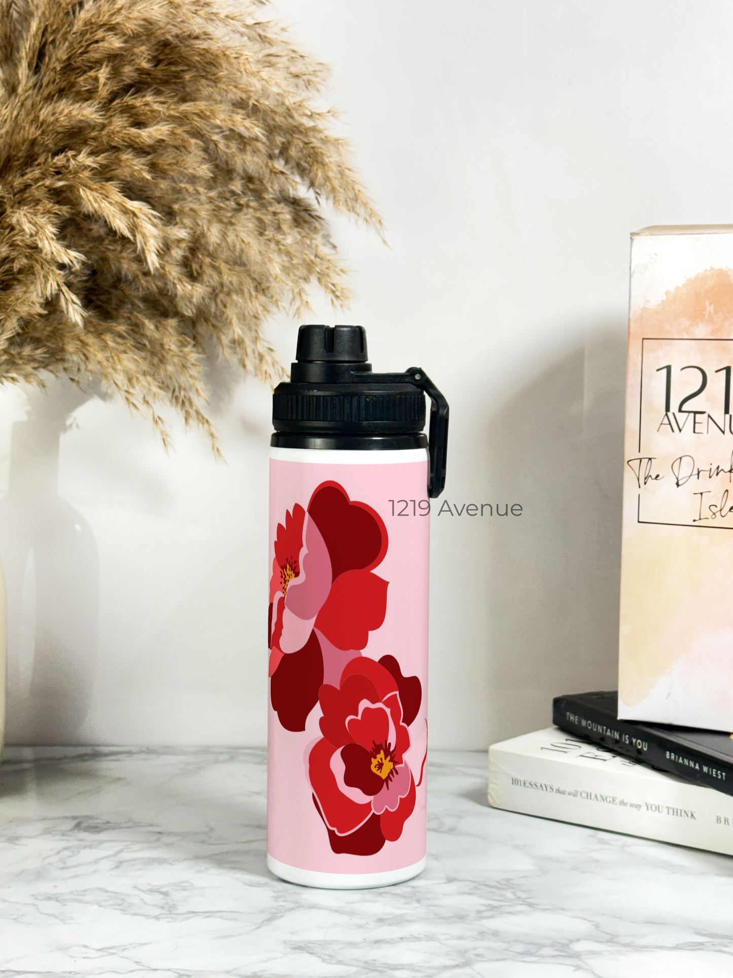 700ml Printed TANK-Sip Water Bottle | Rose Love Print | For Office, School, Sports | Sipper Bottle with Carry Hook, Durable & Stylish