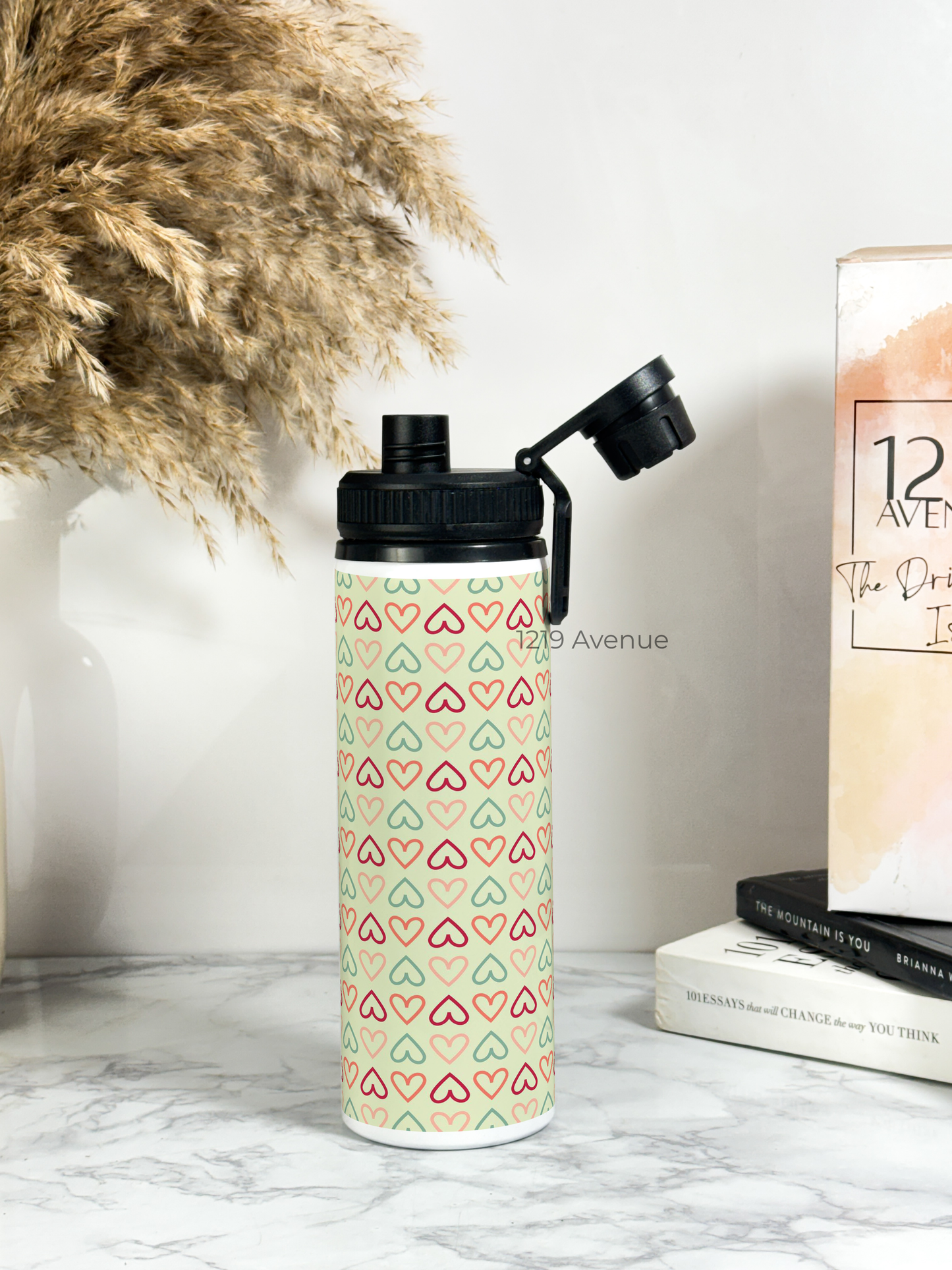700ml Printed TANK-Sip Water Bottle | Hearts Match* Print | For Office, School, Sports | Sipper Bottle with Carry Hook, Durable & Stylish