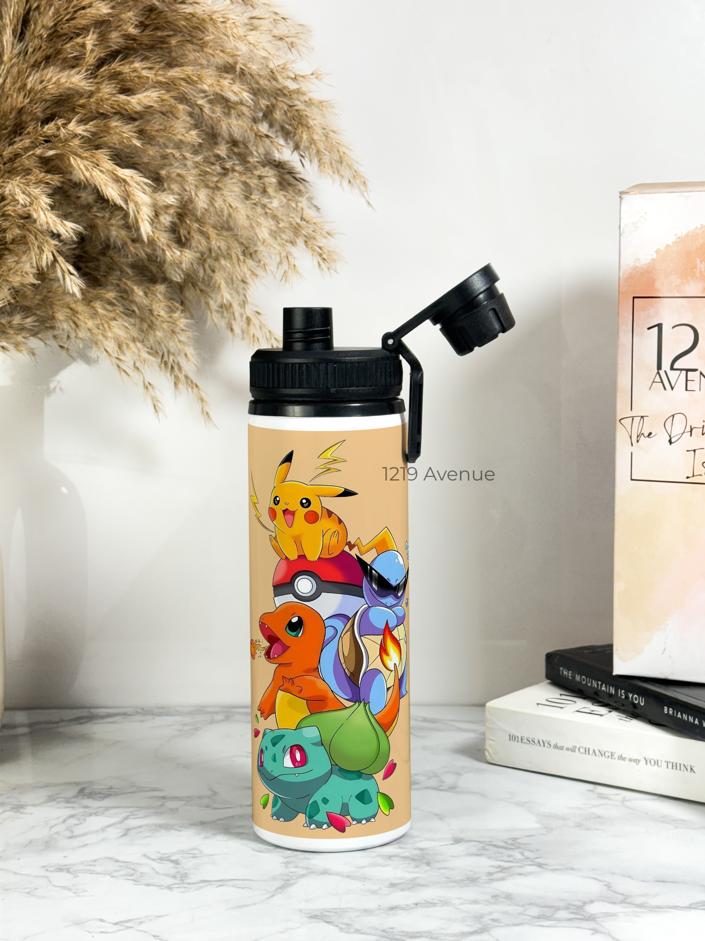 700ml Printed TANK-Sip Water Bottle | Ashy-Pokemon Print | For Office, School, Sports | Sipper Bottle with Carry Hook, Durable & Stylish