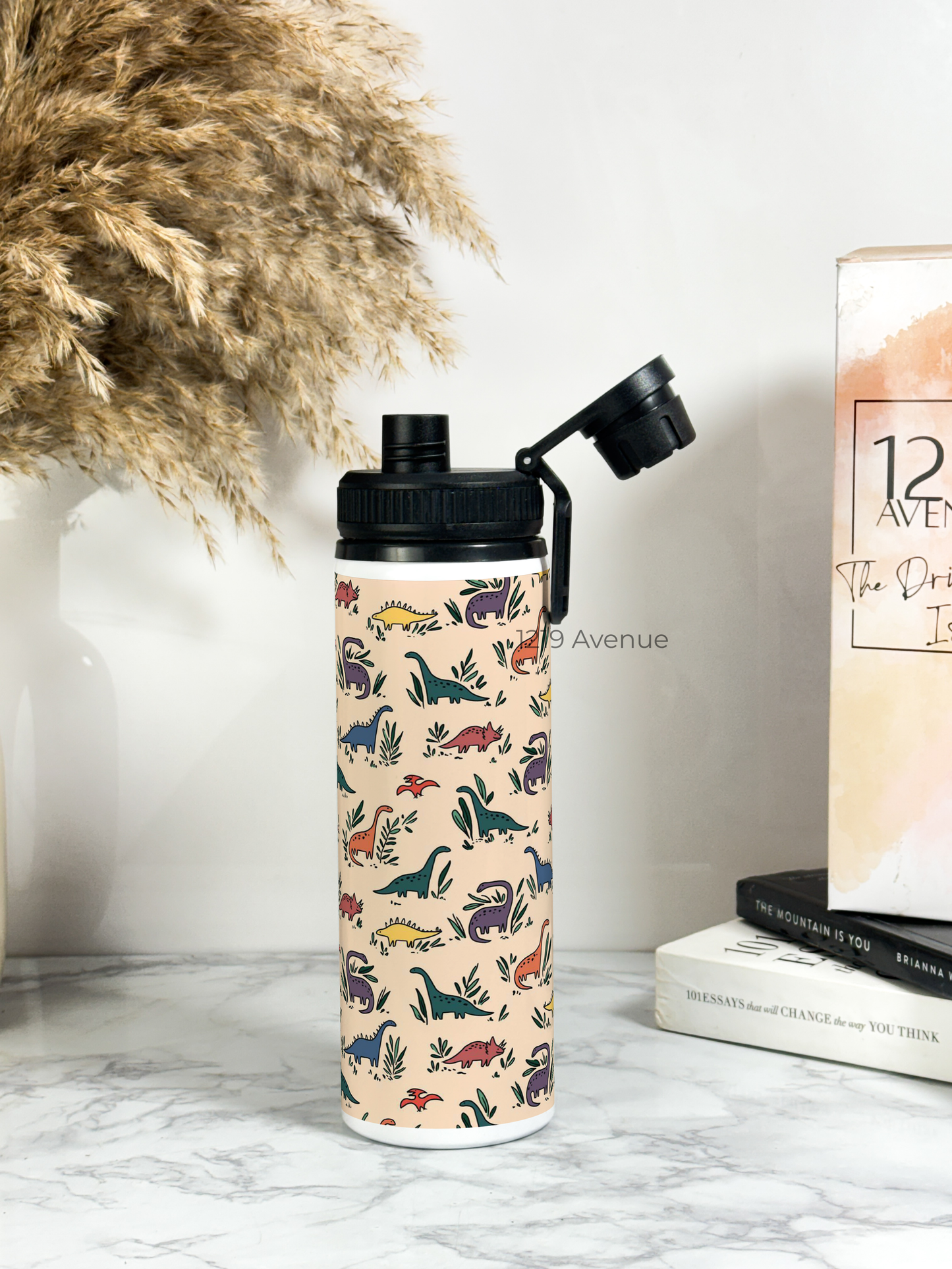 700ml Printed TANK-Sip Water Bottle | Lil Dino All over Print | For Office, School, Sports | Sipper Bottle with Carry Hook, Durable & Stylish
