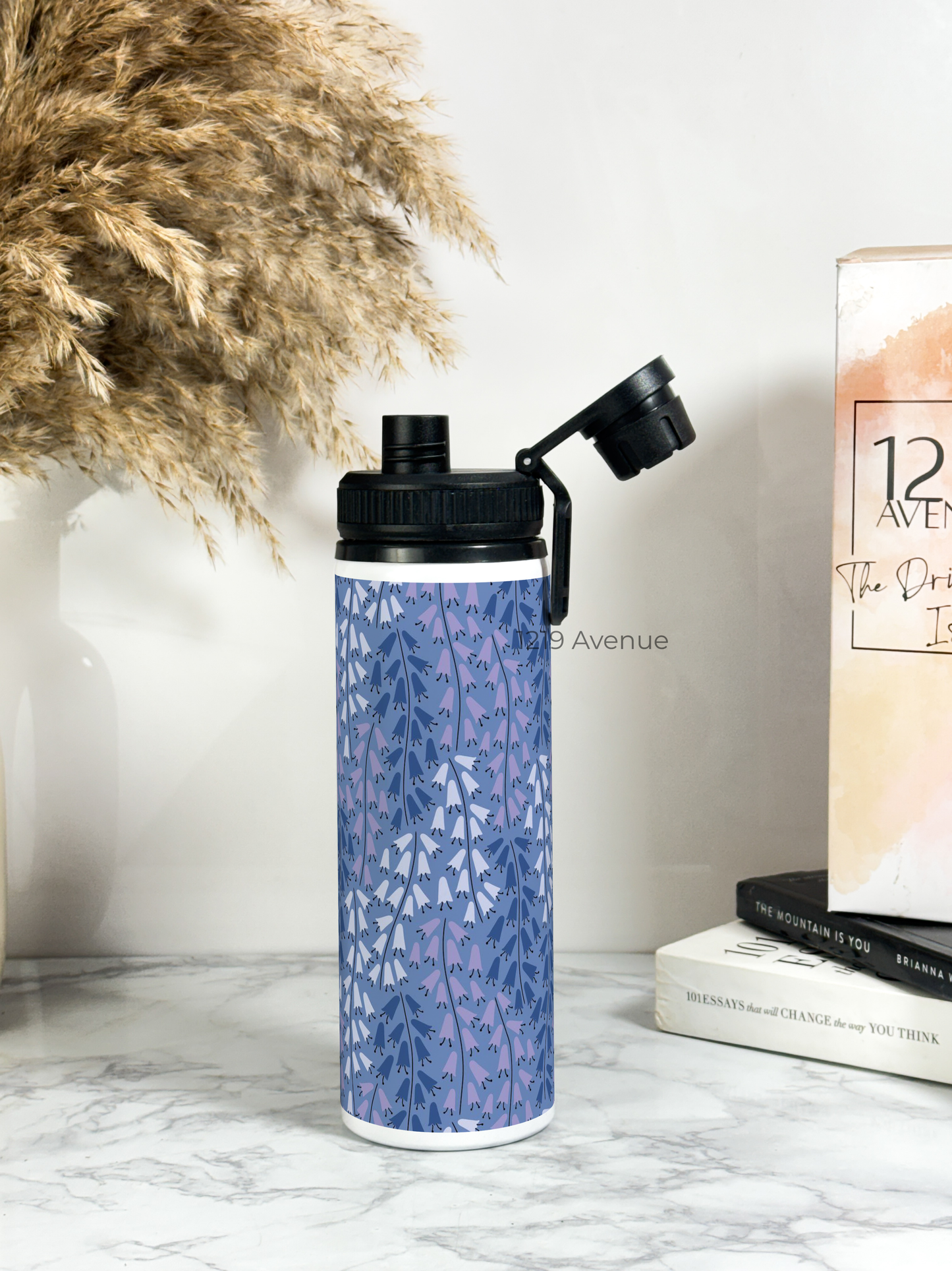 700ml Printed TANK-Sip Water Bottle | Lily Marble Print | For Office, School, Sports | Sipper Bottle with Carry Hook, Durable & Stylish