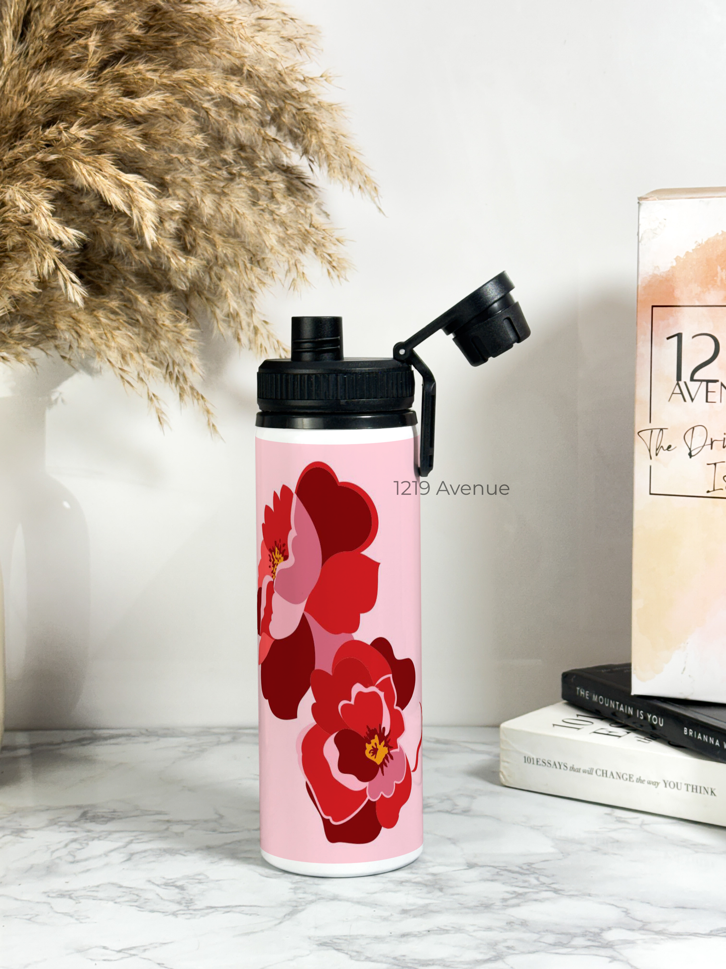 700ml Printed TANK-Sip Water Bottle | Rose Love Print | For Office, School, Sports | Sipper Bottle with Carry Hook, Durable & Stylish
