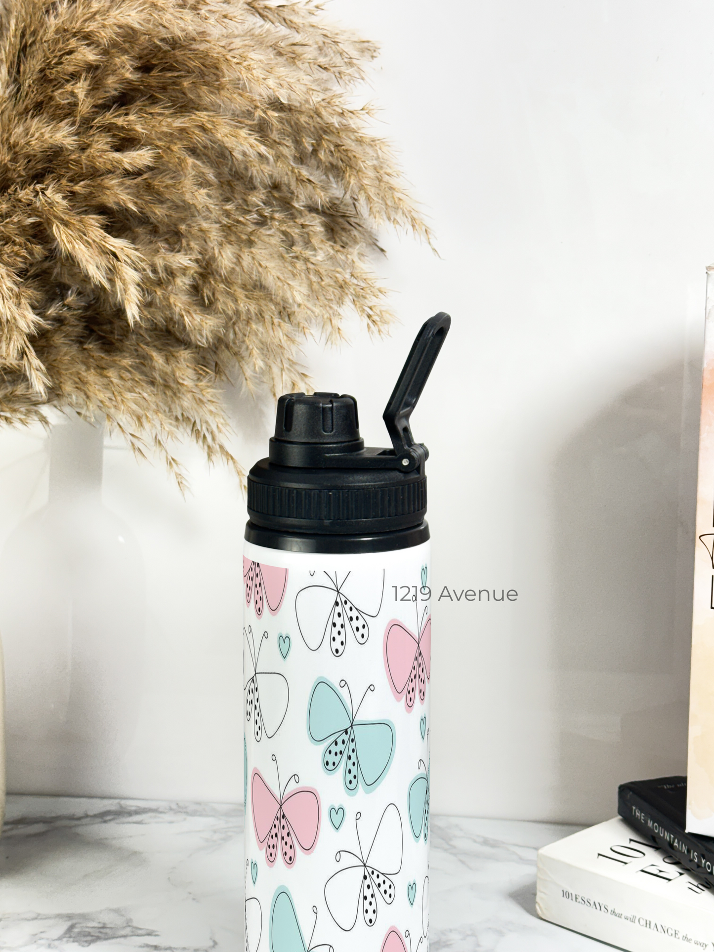 700ml Printed TANK-Sip Water Bottle | Butterfly Beut Print | For Office, School, Sports | Sipper Bottle with Carry Hook, Durable & Stylish