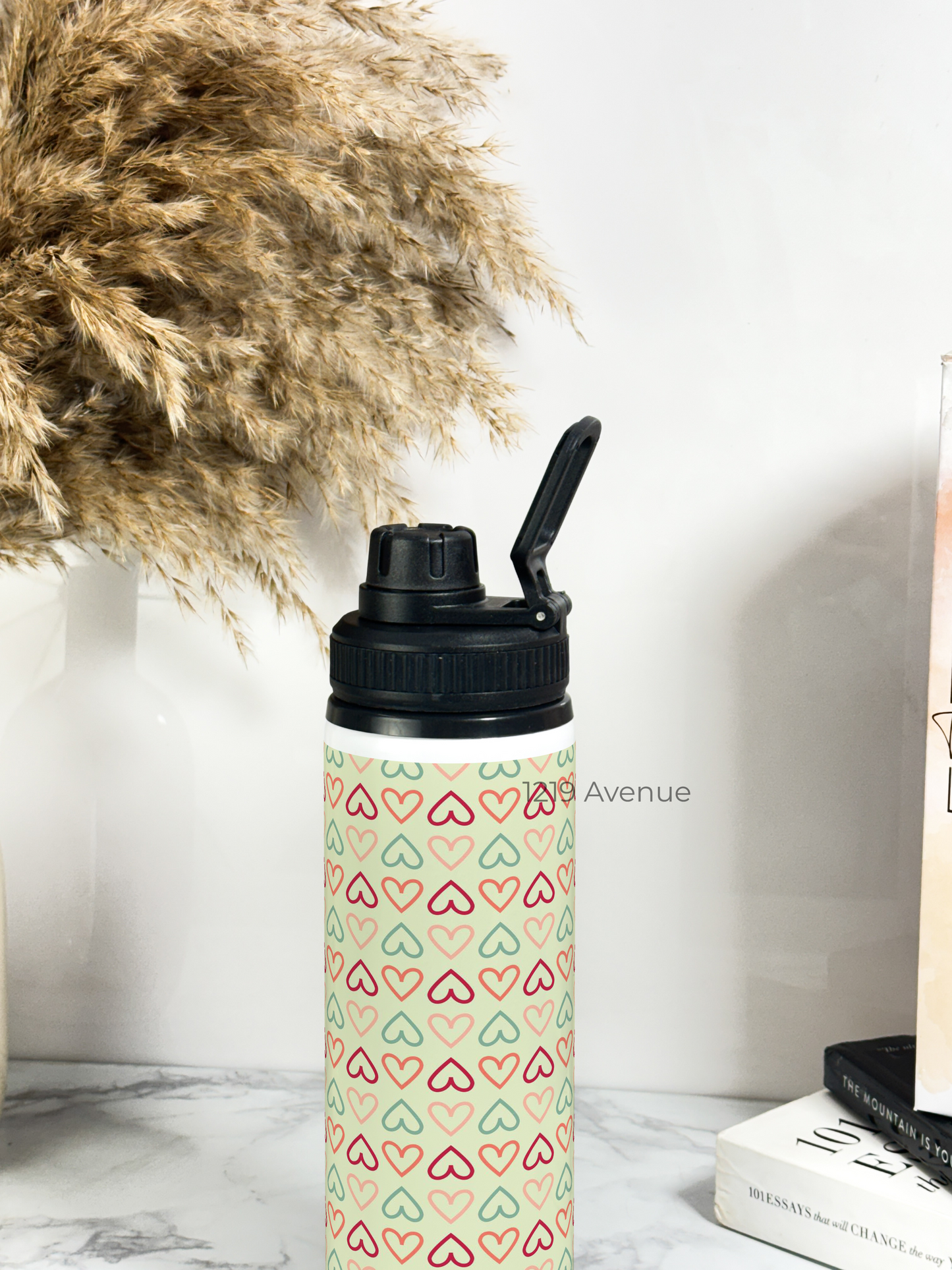 700ml Printed TANK-Sip Water Bottle | Hearts Match* Print | For Office, School, Sports | Sipper Bottle with Carry Hook, Durable & Stylish
