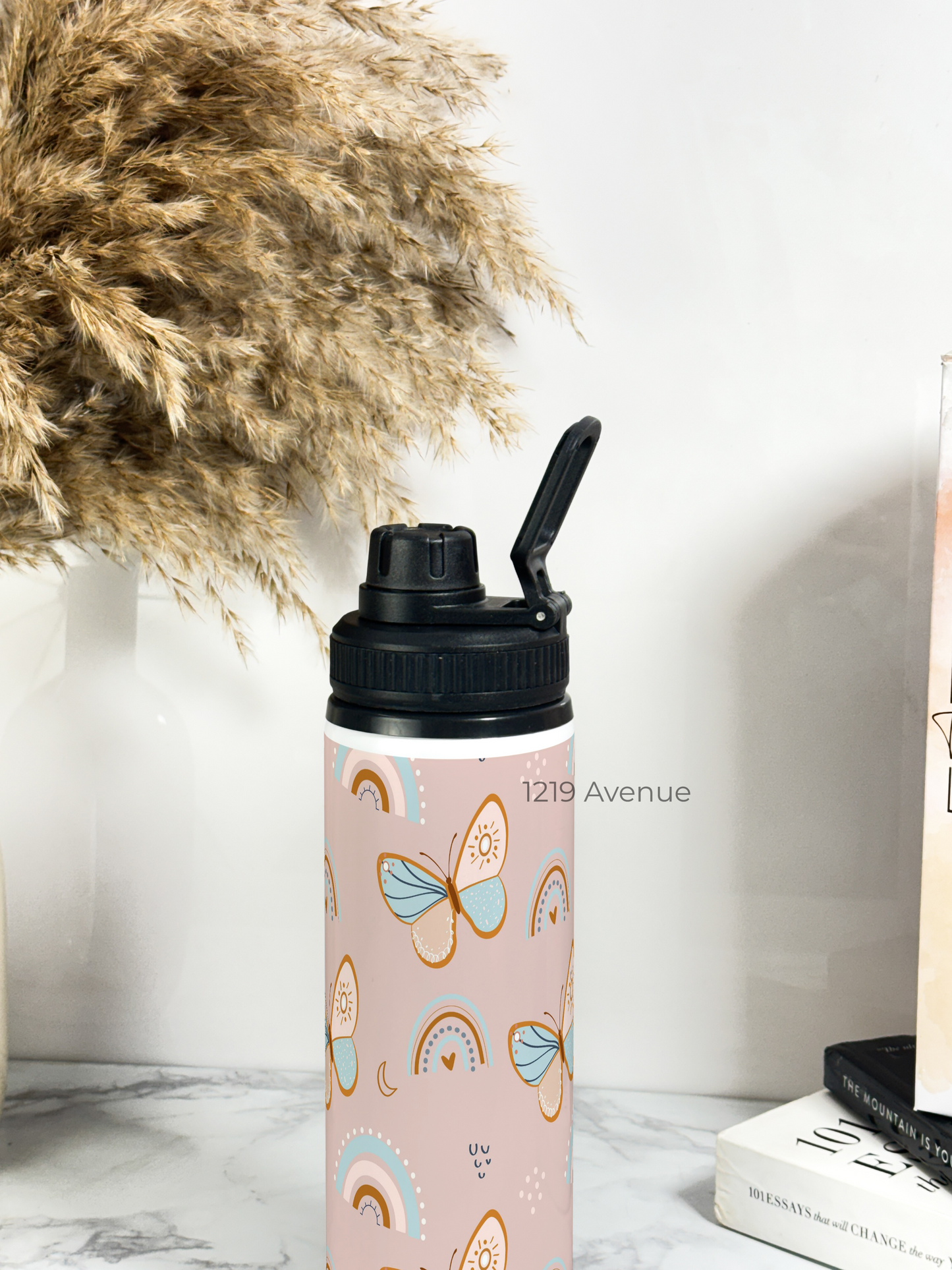 700ml Printed TANK-Sip Water Bottle | Butterfly Abstract Print | For Office, School, Sports | Sipper Bottle with Carry Hook, Durable & Stylish