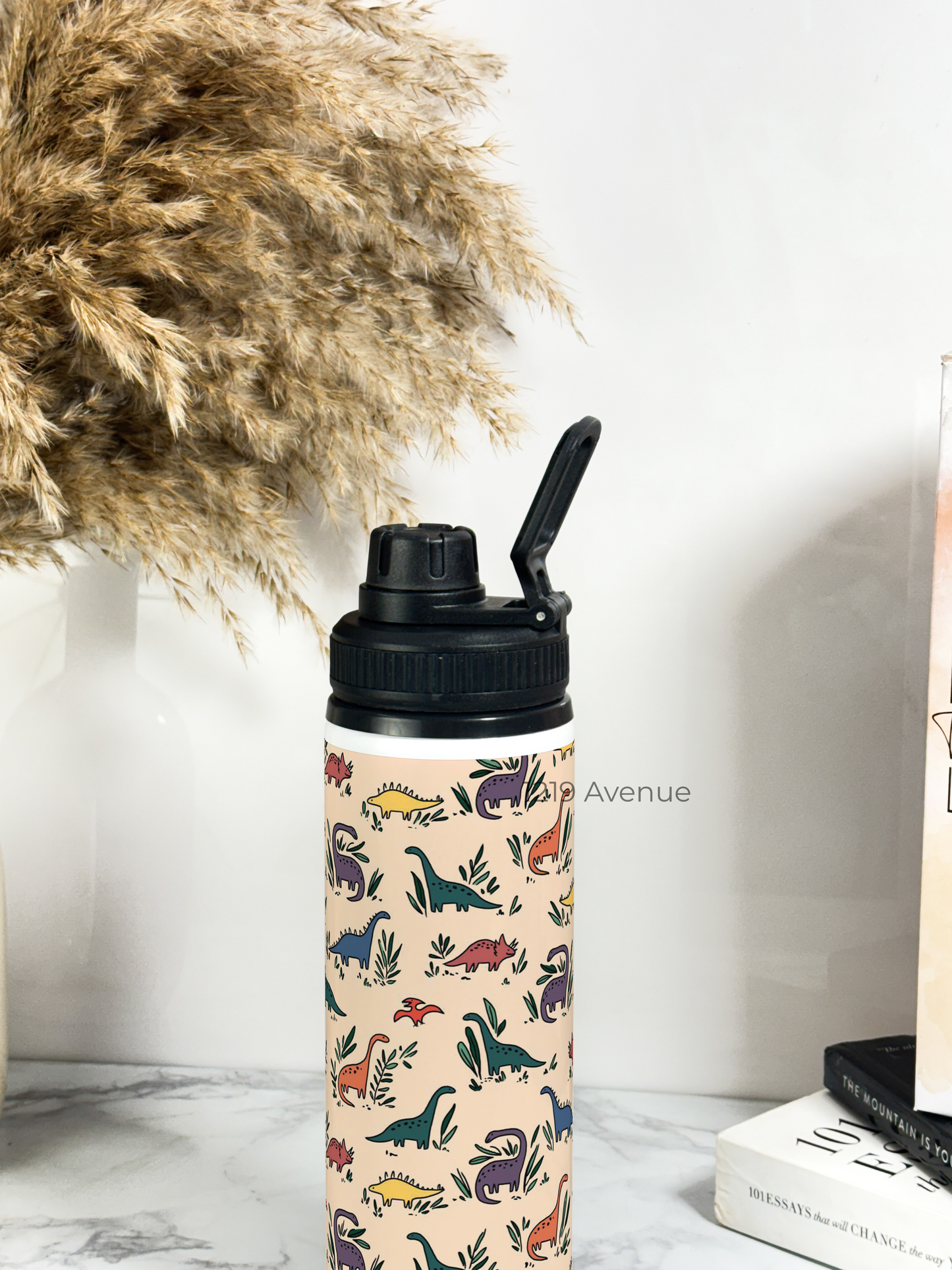 700ml Printed TANK-Sip Water Bottle | Lil Dino All over Print | For Office, School, Sports | Sipper Bottle with Carry Hook, Durable & Stylish