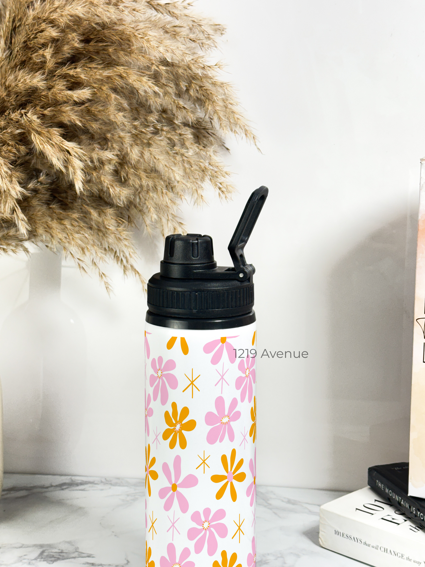700ml Printed TANK-Sip Water Bottle | Dreamy Flower Valley Print | For Office, School, Sports | Sipper Bottle with Carry Hook, Durable & Stylish