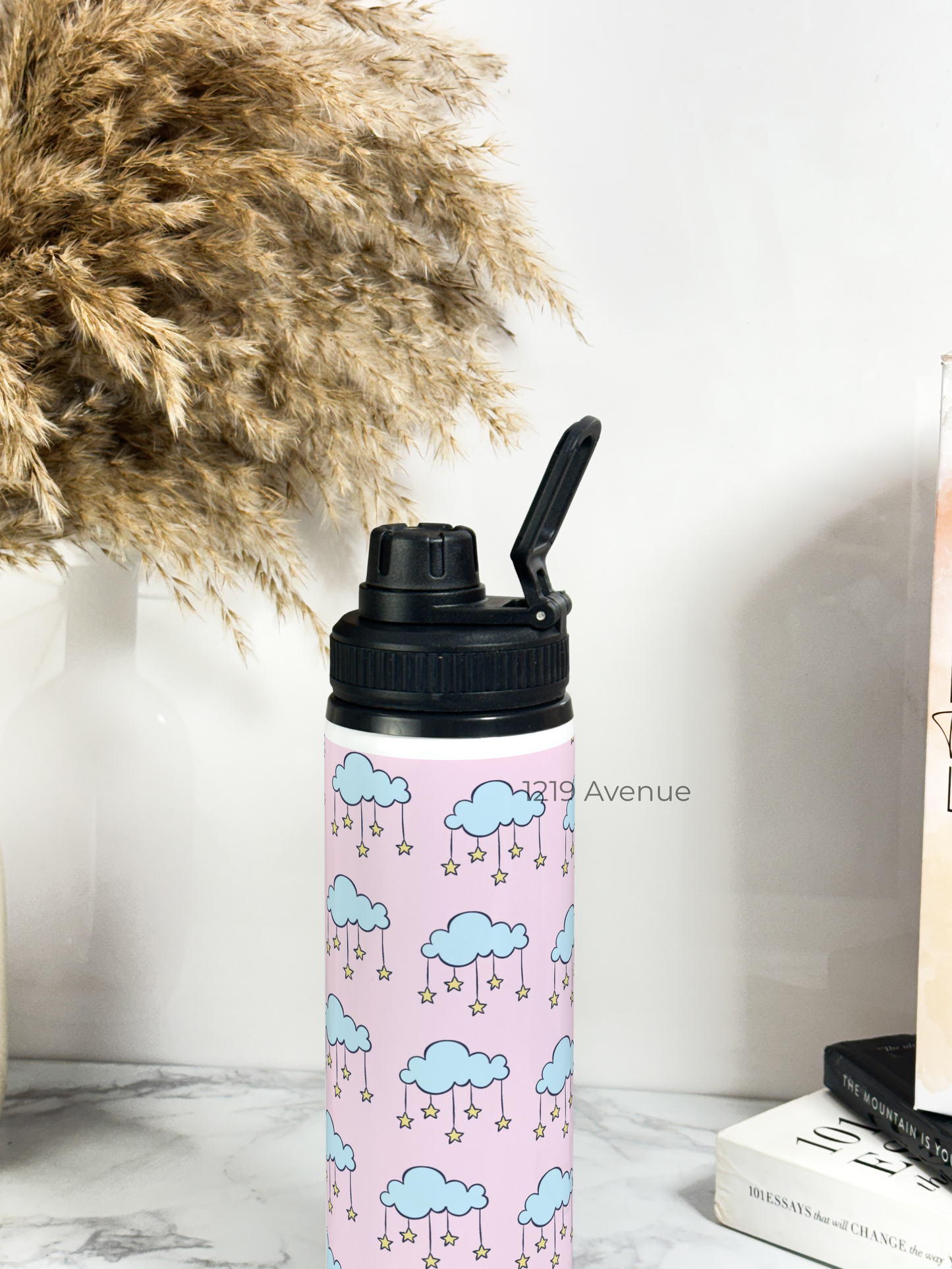 700ml Printed TANK-Sip Water Bottle | Starry Clouds Print | For Office, School, Sports | Sipper Bottle with Carry Hook, Durable & Stylish