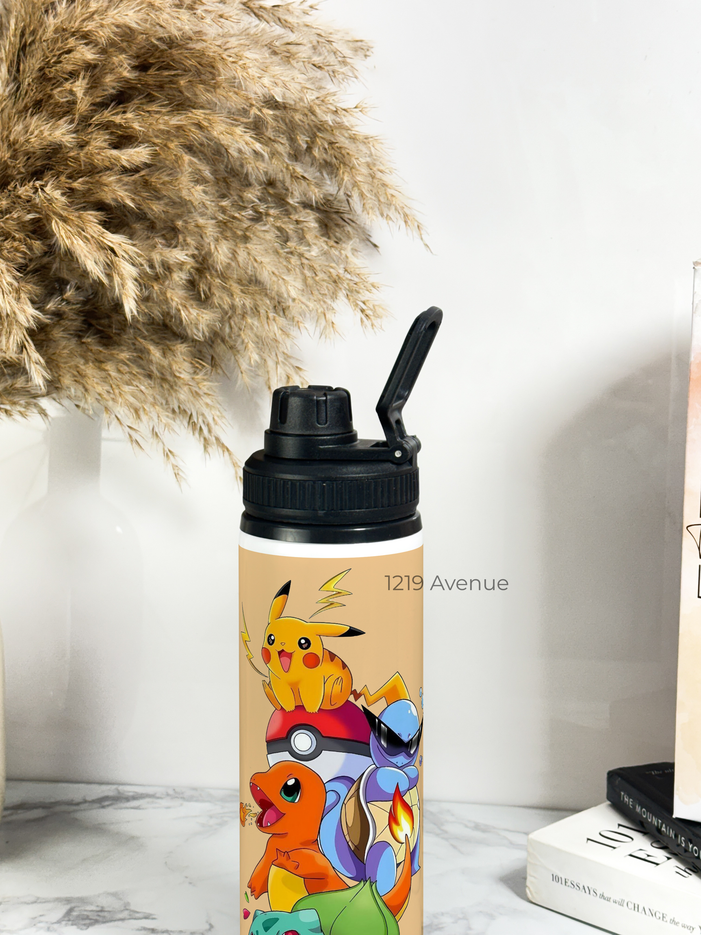700ml Printed TANK-Sip Water Bottle | Ashy-Pokemon Print | For Office, School, Sports | Sipper Bottle with Carry Hook, Durable & Stylish