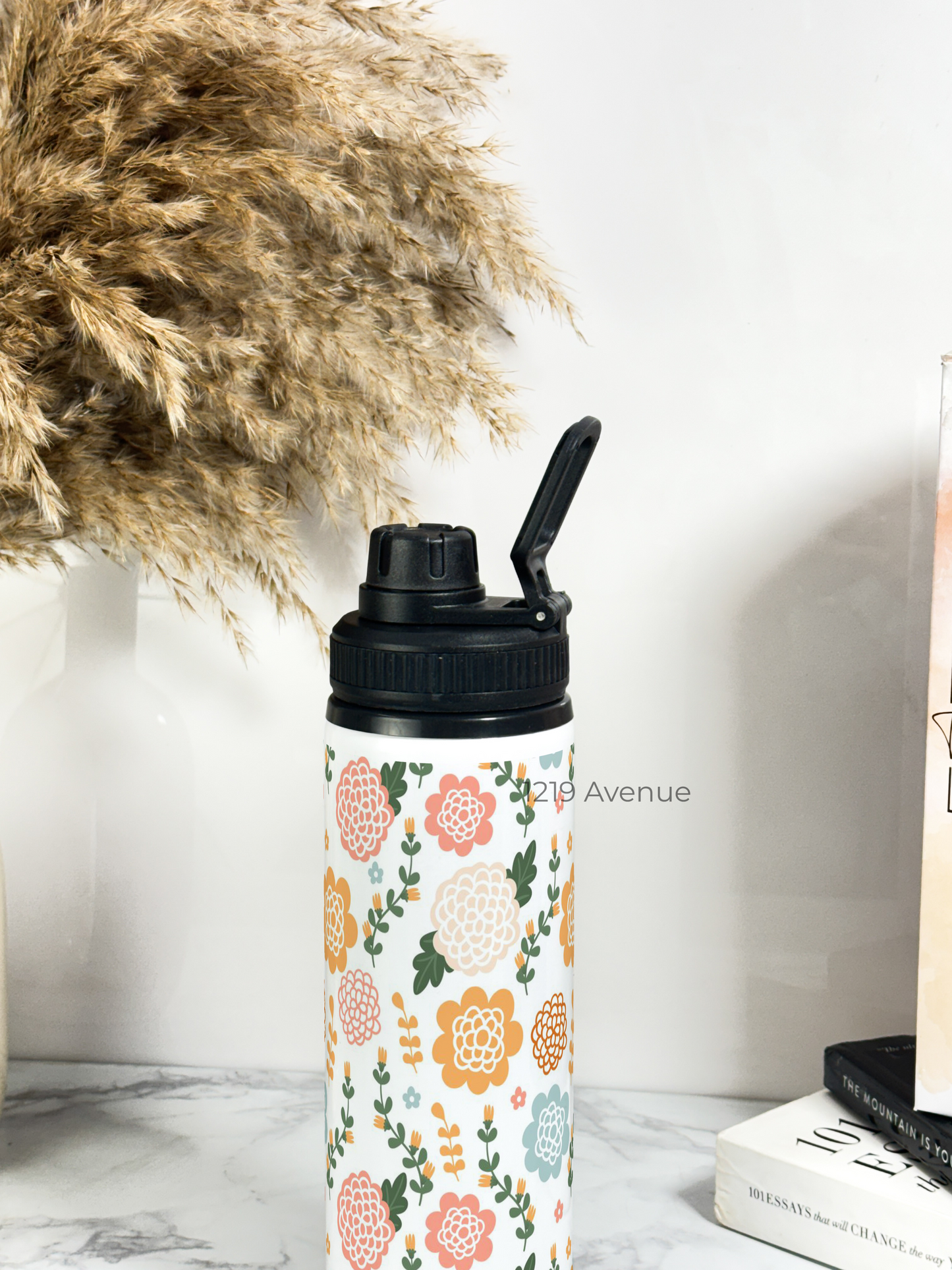 700ml Printed TANK-Sip Water Bottle | Flower Beaut Print | For Office, School, Sports | Sipper Bottle with Carry Hook, Durable & Stylish