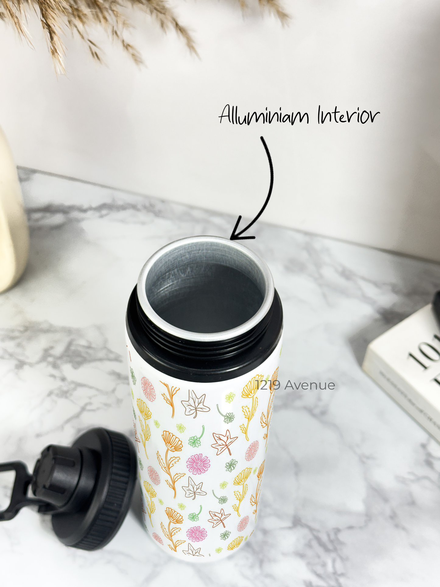 700ml Printed TANK-Sip Water Bottle | Minimal Flower Valley* Print | For Office, School, Sports | Sipper Bottle with Carry Hook, Durable & Stylish