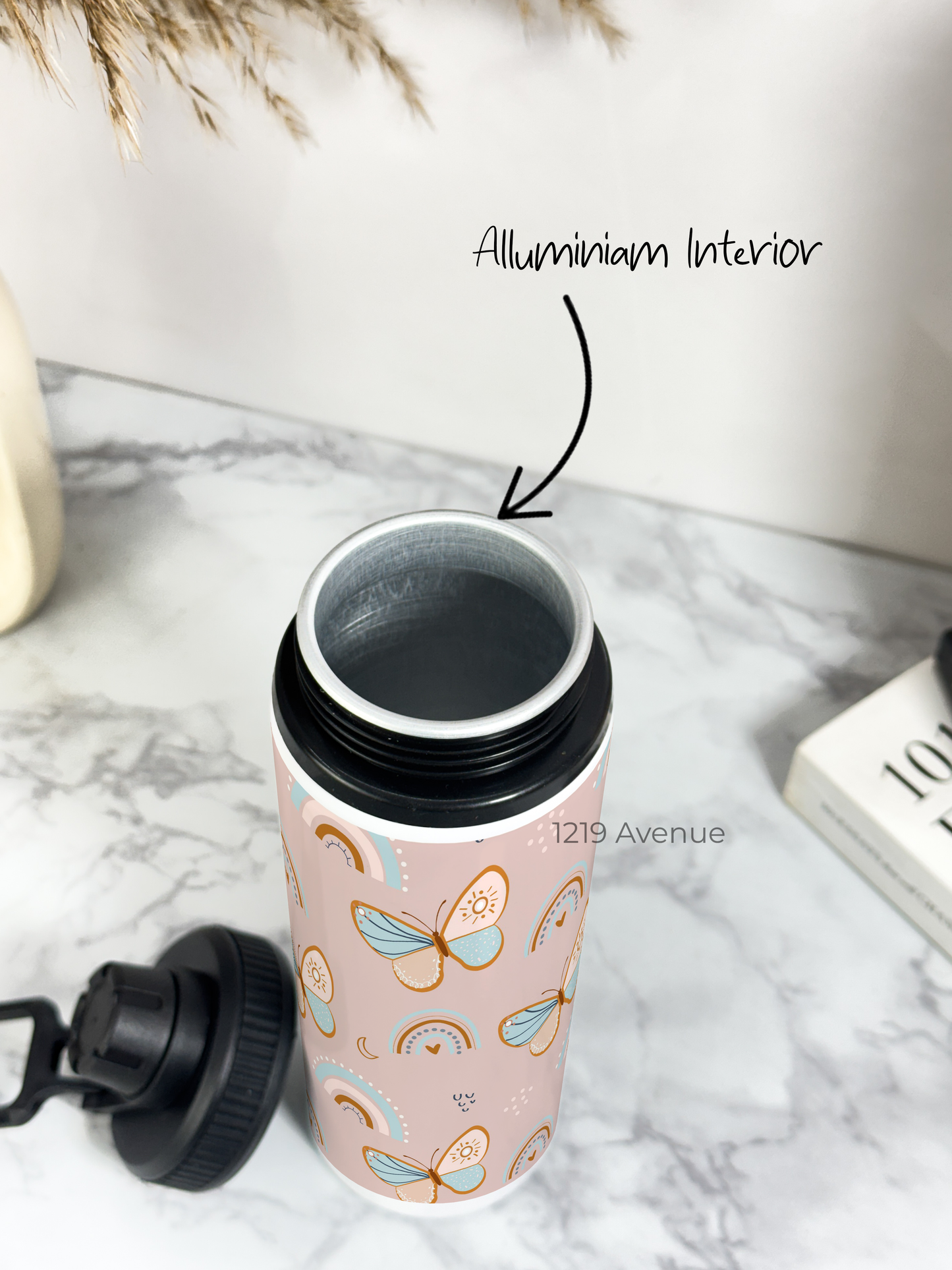 700ml Printed TANK-Sip Water Bottle | Butterfly Abstract Print | For Office, School, Sports | Sipper Bottle with Carry Hook, Durable & Stylish