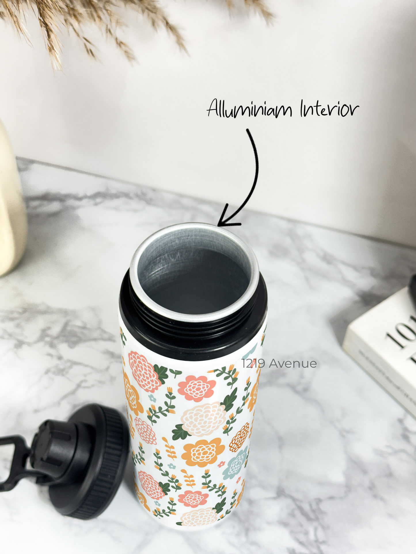 700ml Printed TANK-Sip Water Bottle | Flower Beaut Print | For Office, School, Sports | Sipper Bottle with Carry Hook, Durable & Stylish