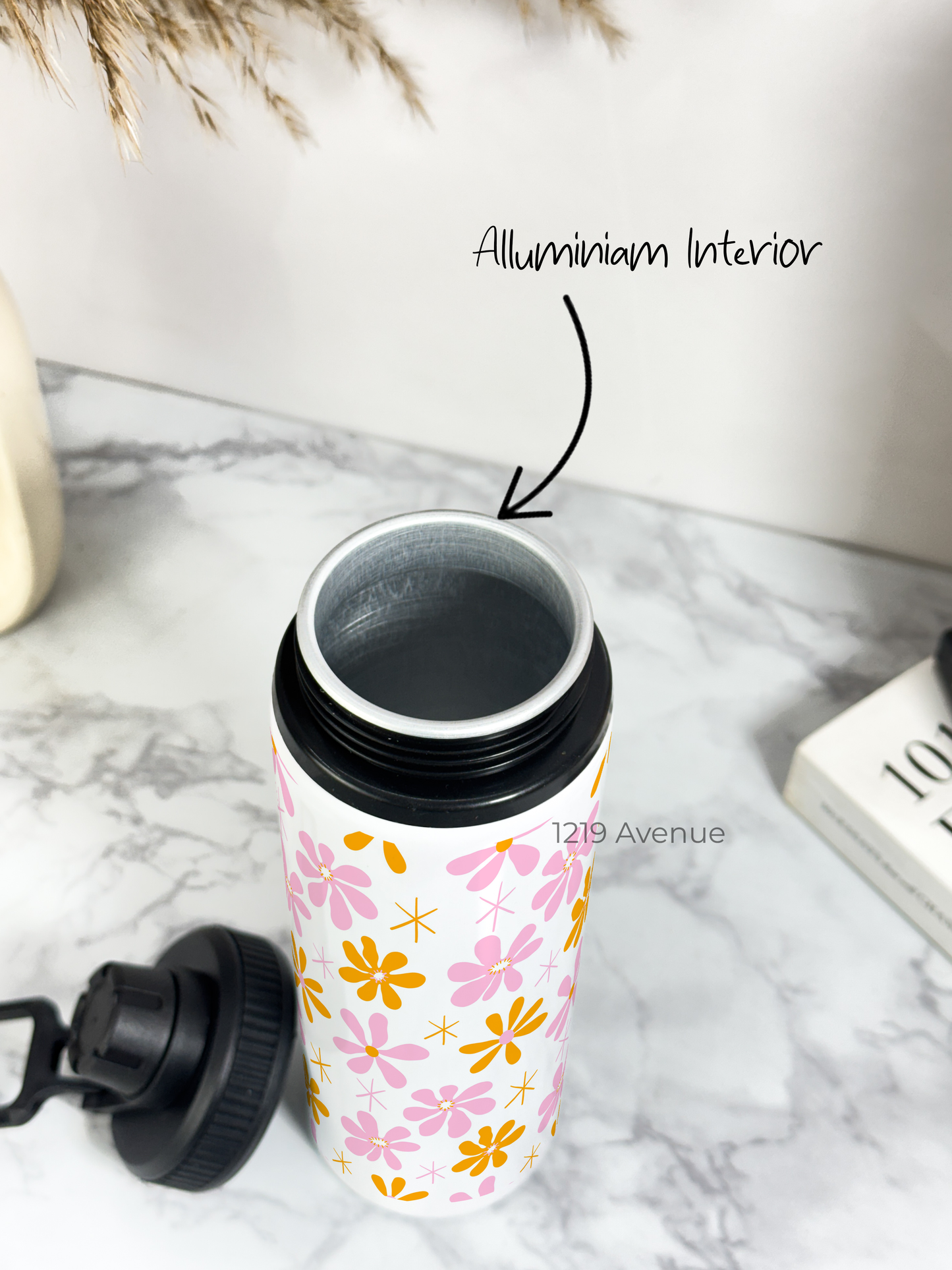 700ml Printed TANK-Sip Water Bottle | Dreamy Flower Valley Print | For Office, School, Sports | Sipper Bottle with Carry Hook, Durable & Stylish