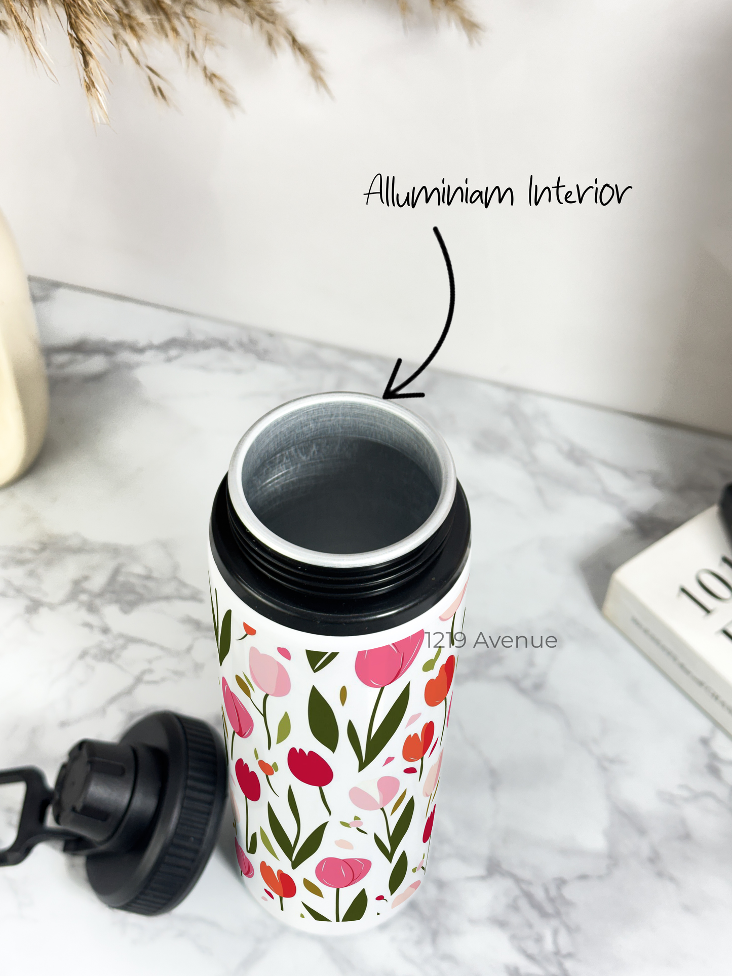 700ml Printed TANK-Sip Water Bottle | Flowers In Garden Print | For Office, School, Sports | Sipper Bottle with Carry Hook, Durable & Stylish