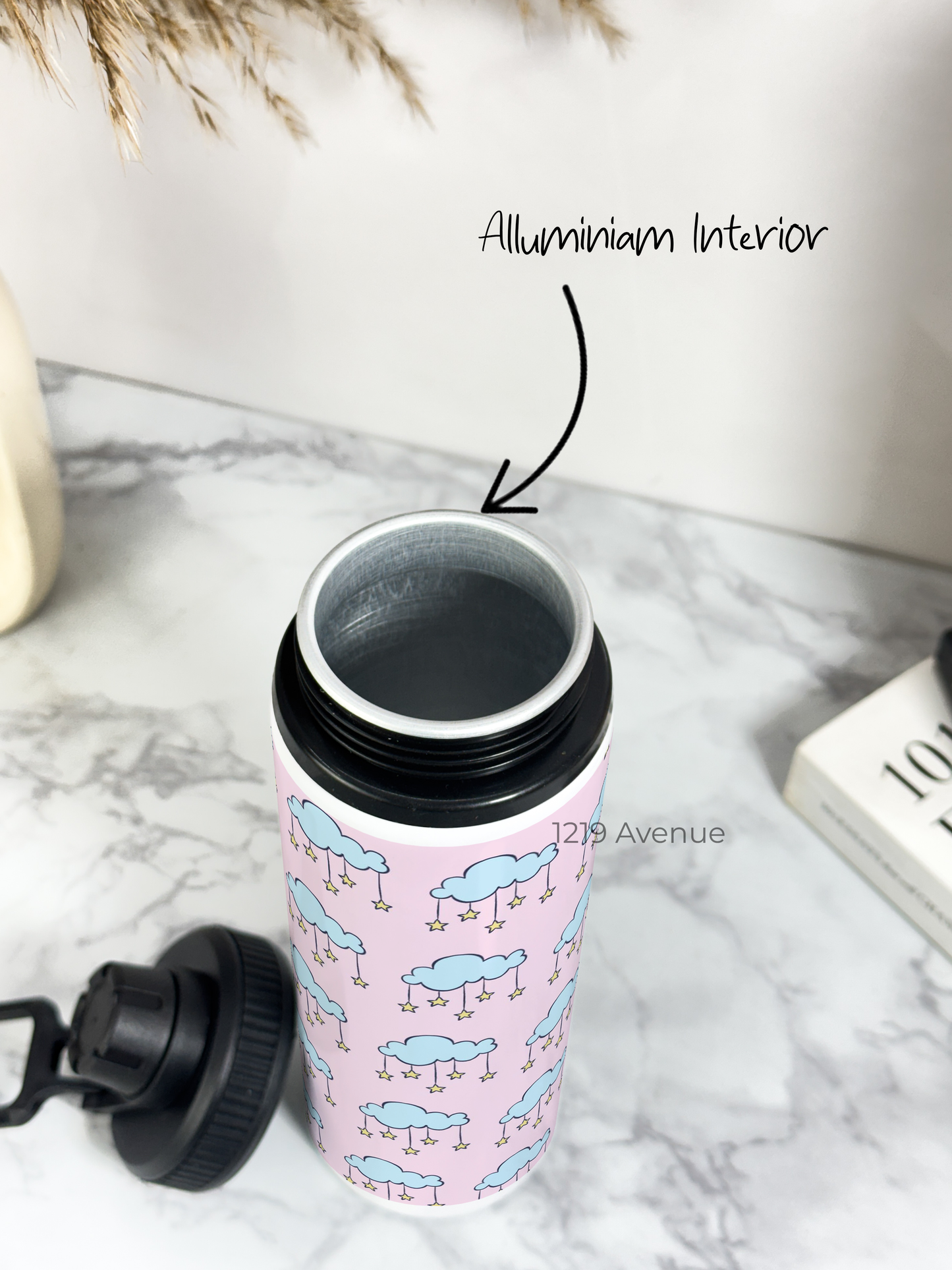 700ml Printed TANK-Sip Water Bottle | Starry Clouds Print | For Office, School, Sports | Sipper Bottle with Carry Hook, Durable & Stylish