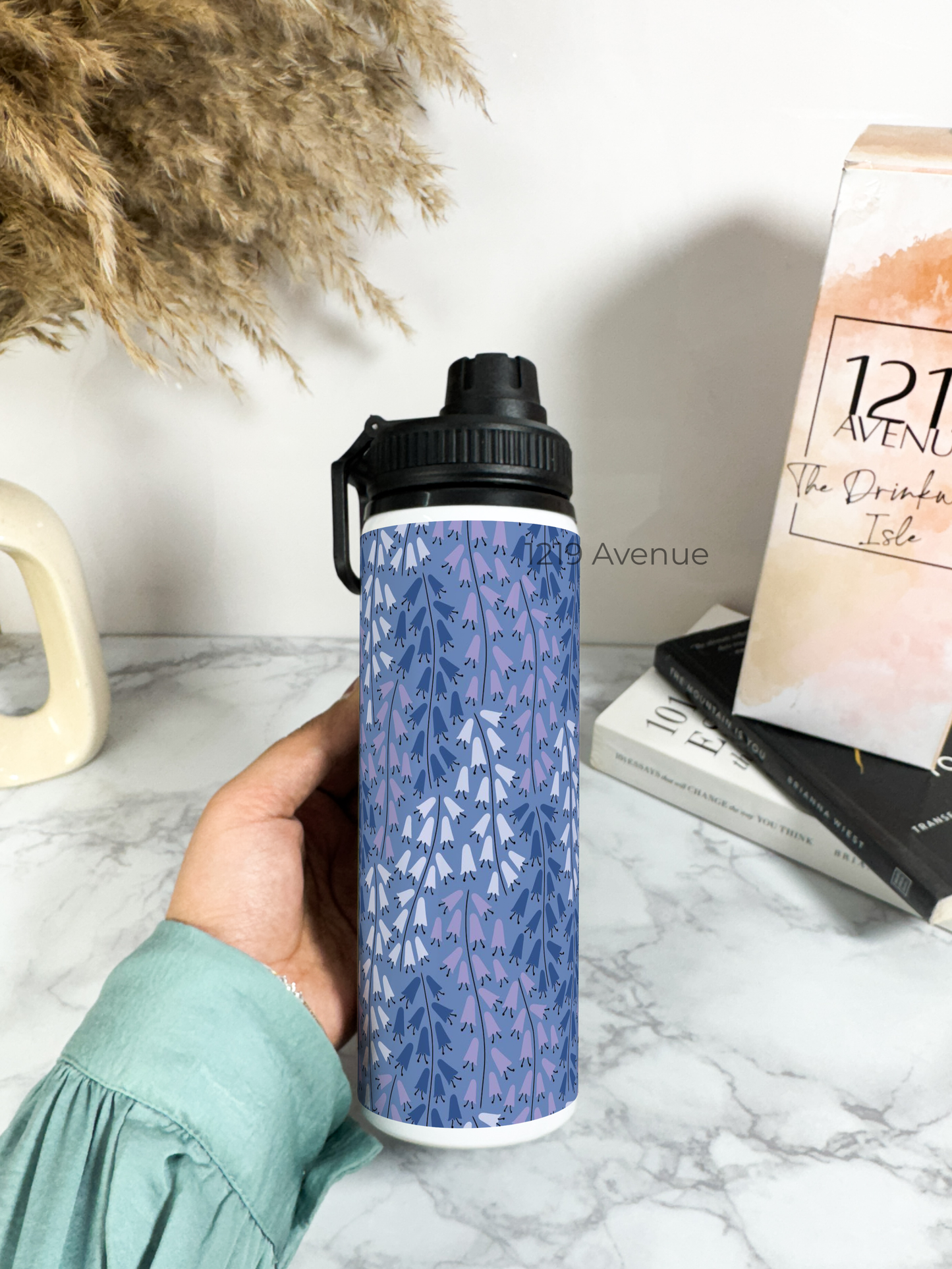 700ml Printed TANK-Sip Water Bottle | Lily Marble Print | For Office, School, Sports | Sipper Bottle with Carry Hook, Durable & Stylish