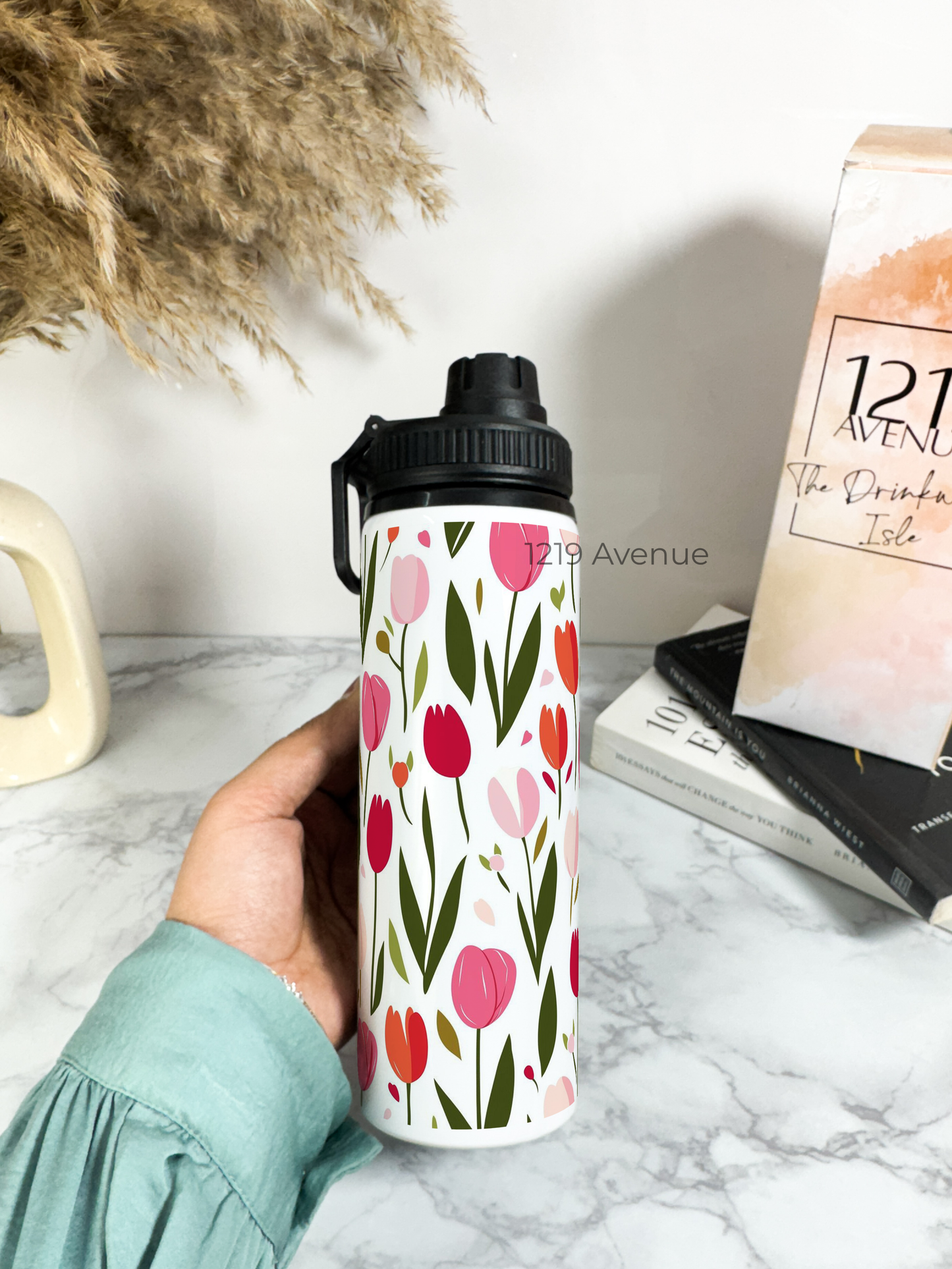 700ml Printed TANK-Sip Water Bottle | Flowers In Garden Print | For Office, School, Sports | Sipper Bottle with Carry Hook, Durable & Stylish