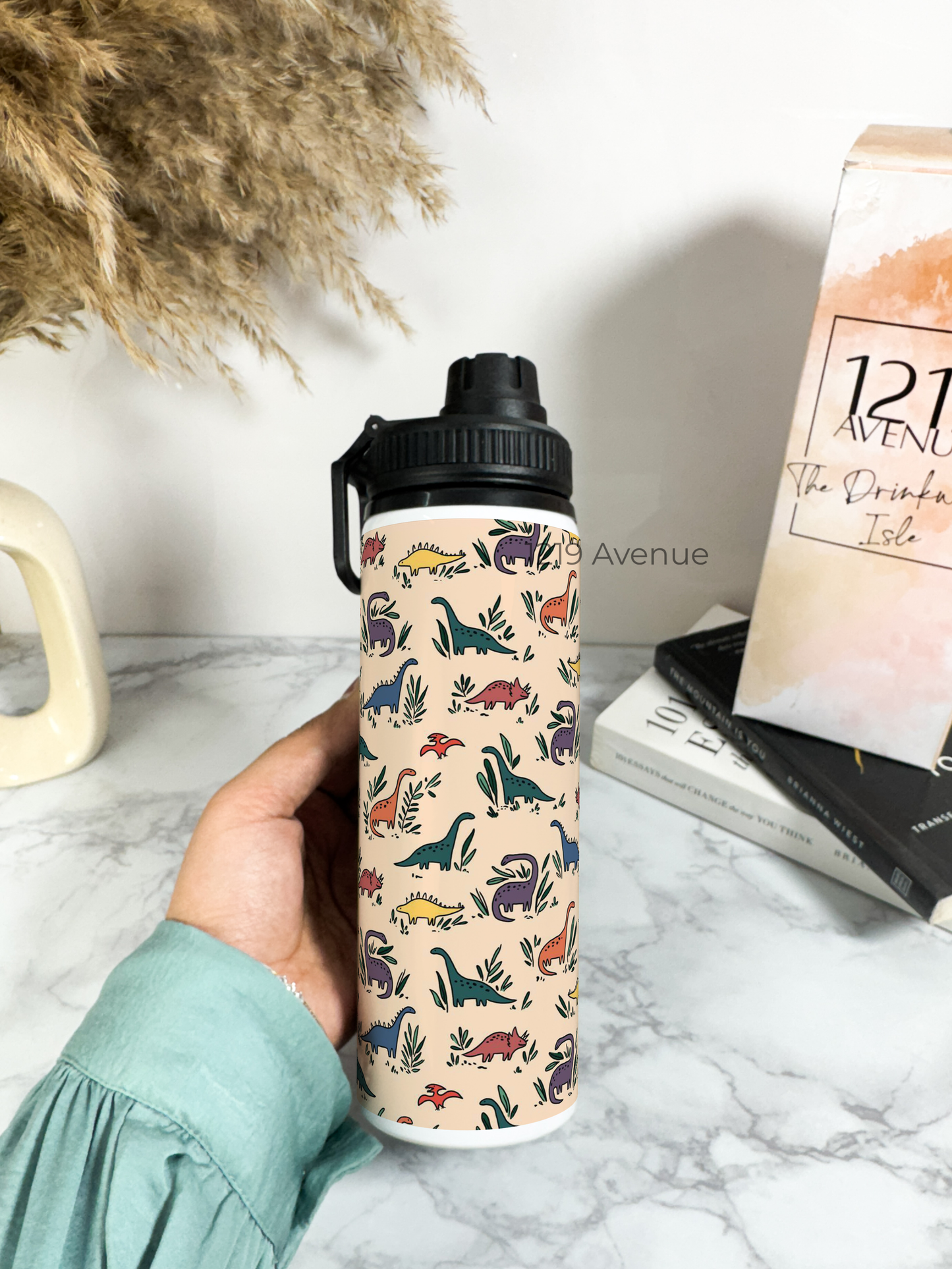 700ml Printed TANK-Sip Water Bottle | Lil Dino All over Print | For Office, School, Sports | Sipper Bottle with Carry Hook, Durable & Stylish