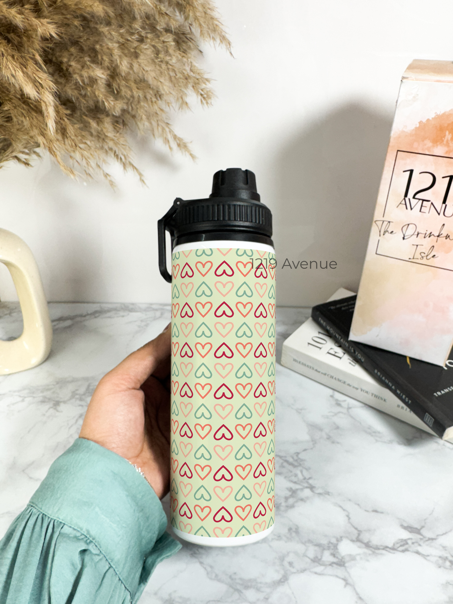 700ml Printed TANK-Sip Water Bottle | Hearts Match* Print | For Office, School, Sports | Sipper Bottle with Carry Hook, Durable & Stylish
