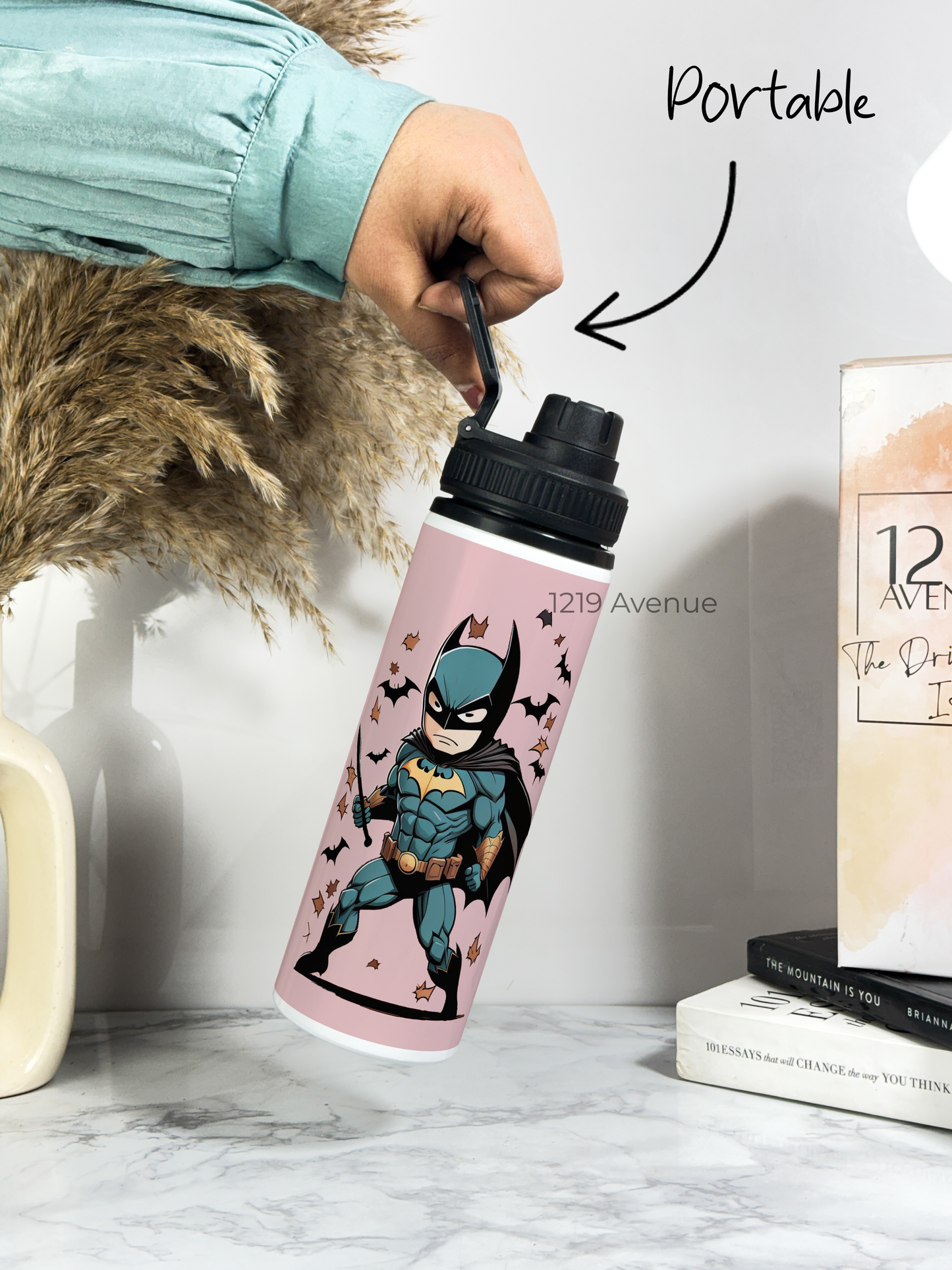 700ml Printed TANK-Sip Water Bottle | Get Him Bat-Man Print | For Office, School, Sports | Sipper Bottle with Carry Hook, Durable & Stylish