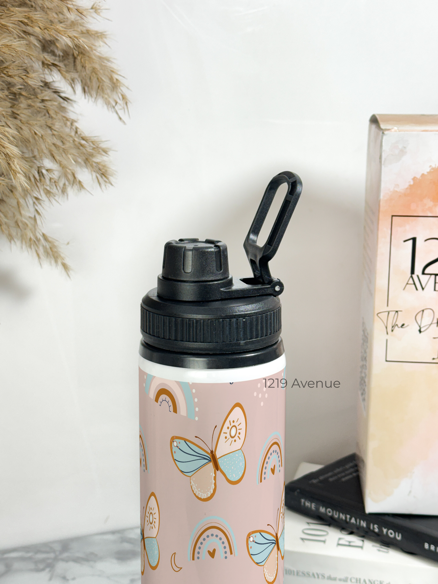 700ml Printed TANK-Sip Water Bottle | Butterfly Abstract Print | For Office, School, Sports | Sipper Bottle with Carry Hook, Durable & Stylish