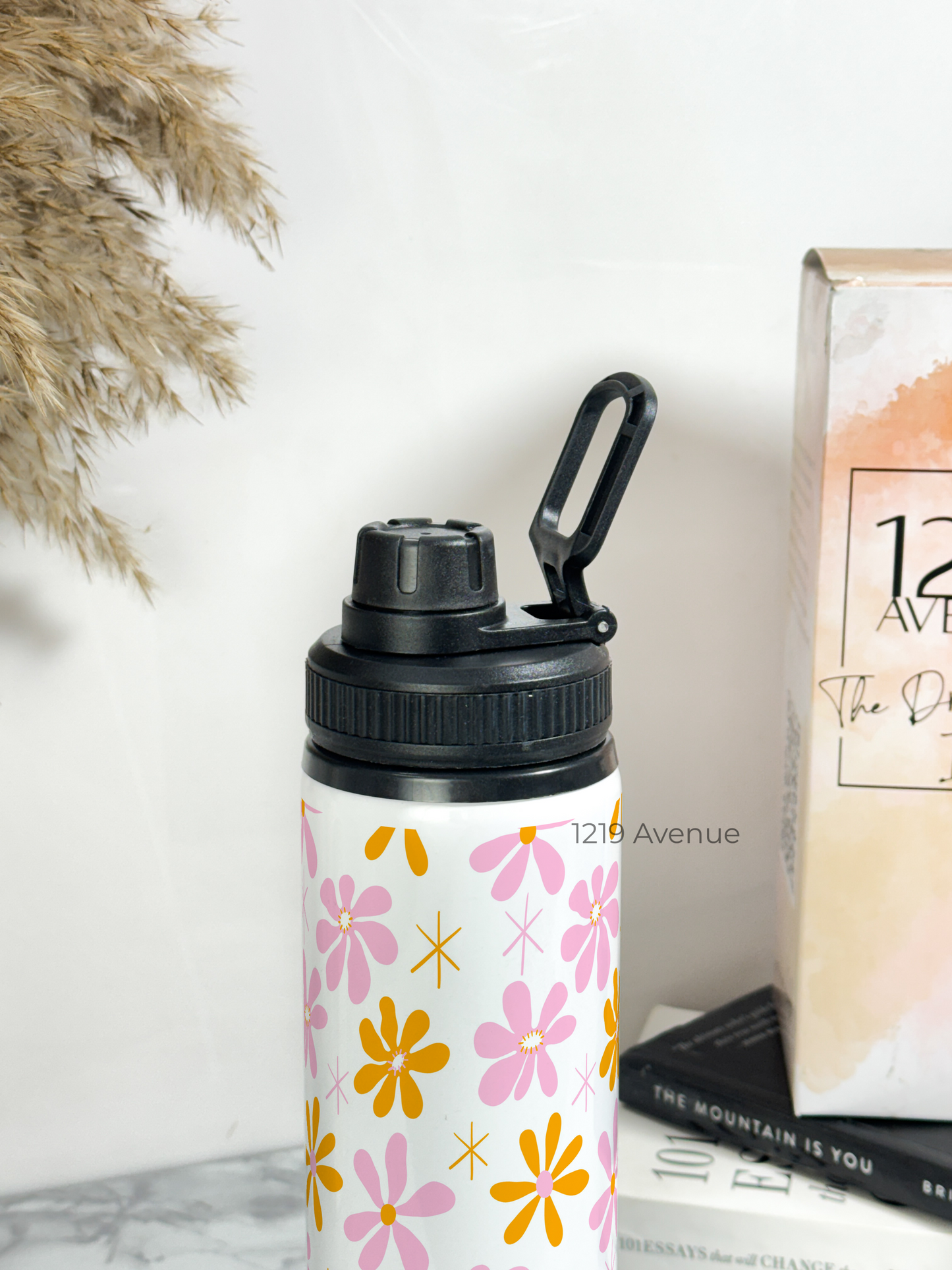 700ml Printed TANK-Sip Water Bottle | Dreamy Flower Valley Print | For Office, School, Sports | Sipper Bottle with Carry Hook, Durable & Stylish