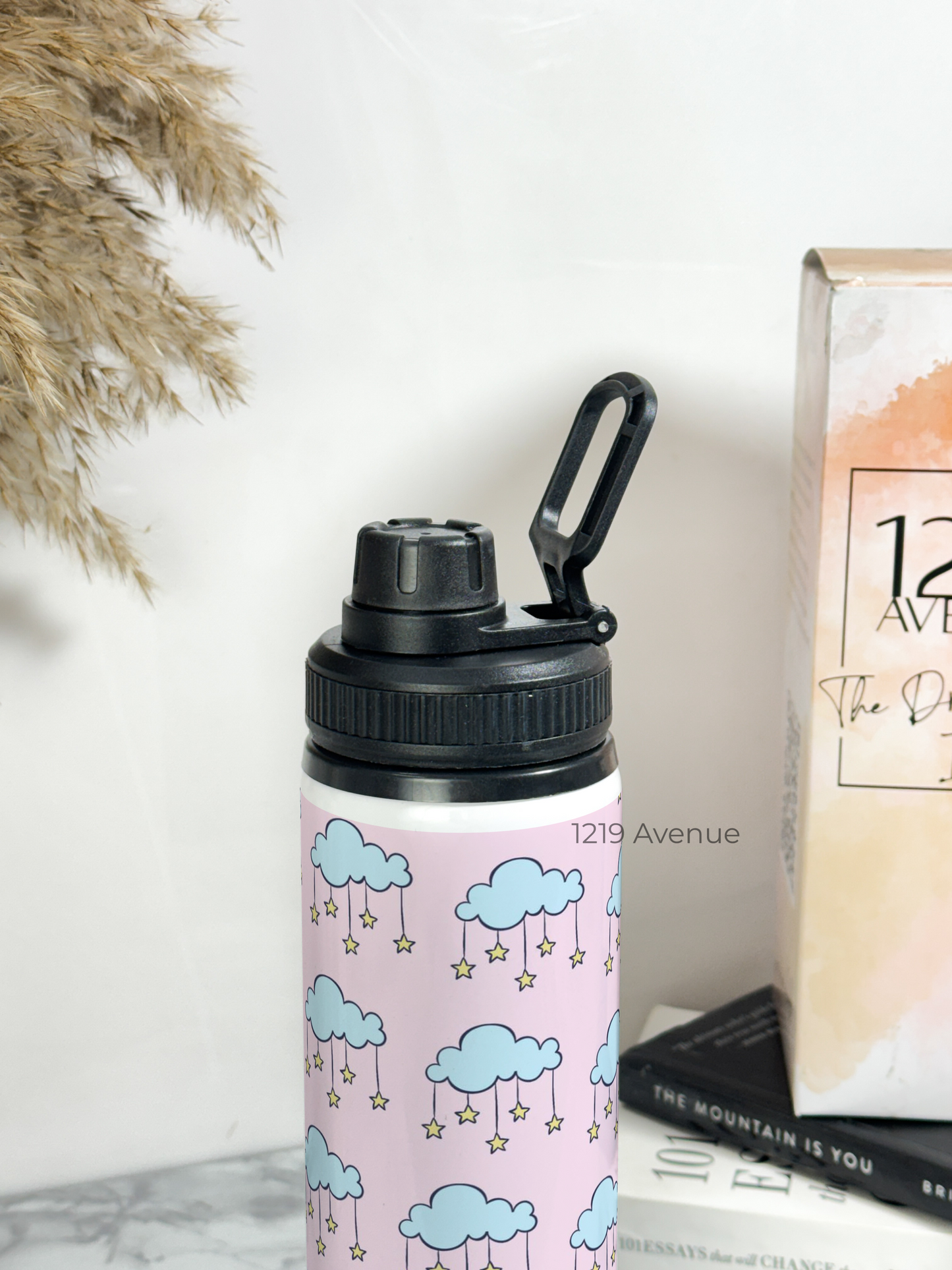 700ml Printed TANK-Sip Water Bottle | Starry Clouds Print | For Office, School, Sports | Sipper Bottle with Carry Hook, Durable & Stylish