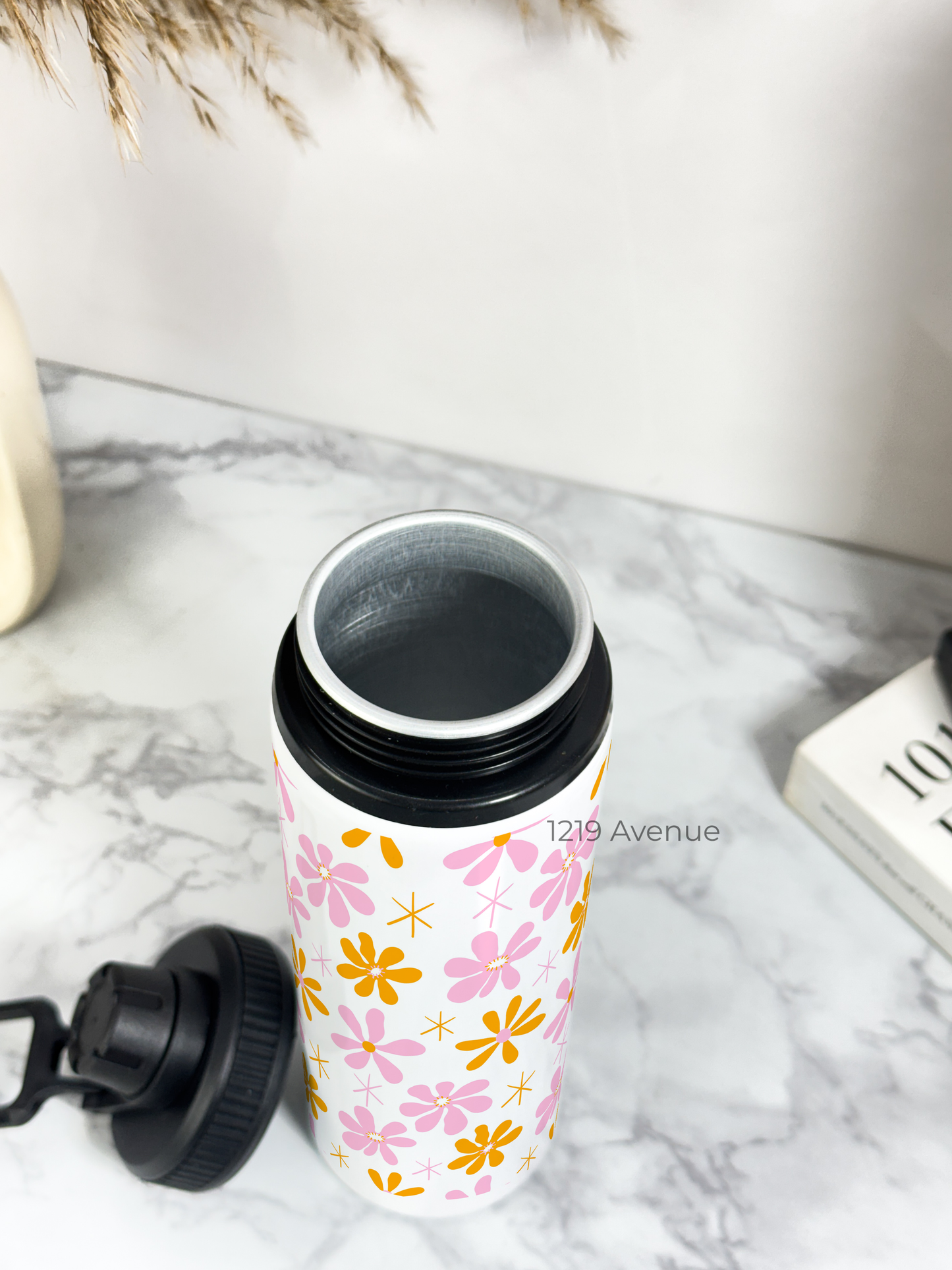 700ml Printed TANK-Sip Water Bottle | Dreamy Flower Valley Print | For Office, School, Sports | Sipper Bottle with Carry Hook, Durable & Stylish