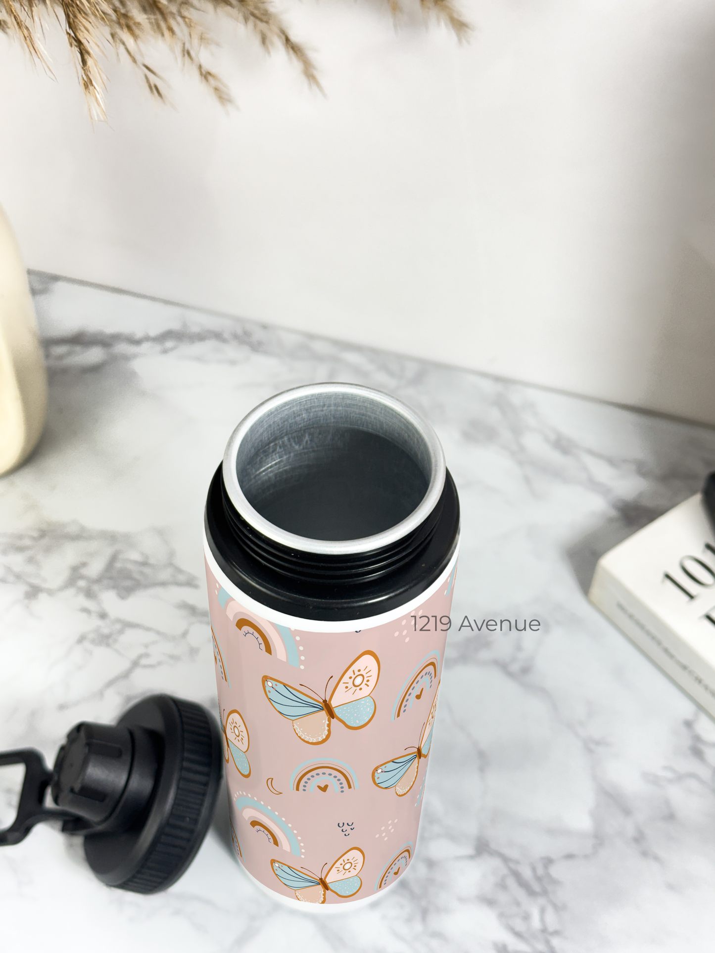 700ml Printed TANK-Sip Water Bottle | Butterfly Abstract Print | For Office, School, Sports | Sipper Bottle with Carry Hook, Durable & Stylish