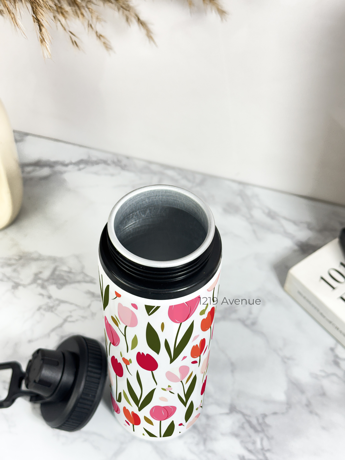 700ml Printed TANK-Sip Water Bottle | Flowers In Garden Print | For Office, School, Sports | Sipper Bottle with Carry Hook, Durable & Stylish
