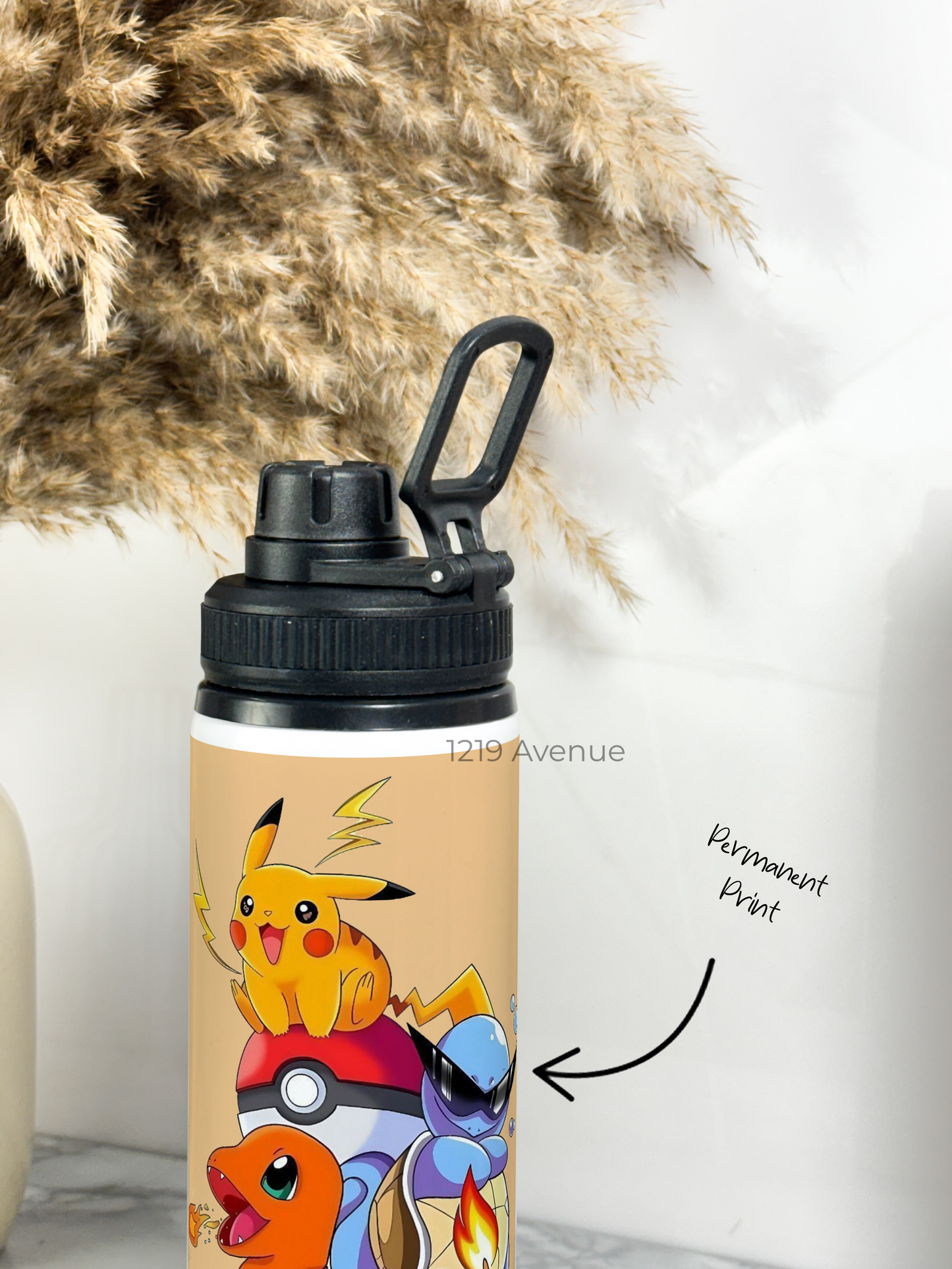 700ml Printed TANK-Sip Water Bottle | Ashy-Pokemon Print | For Office, School, Sports | Sipper Bottle with Carry Hook, Durable & Stylish