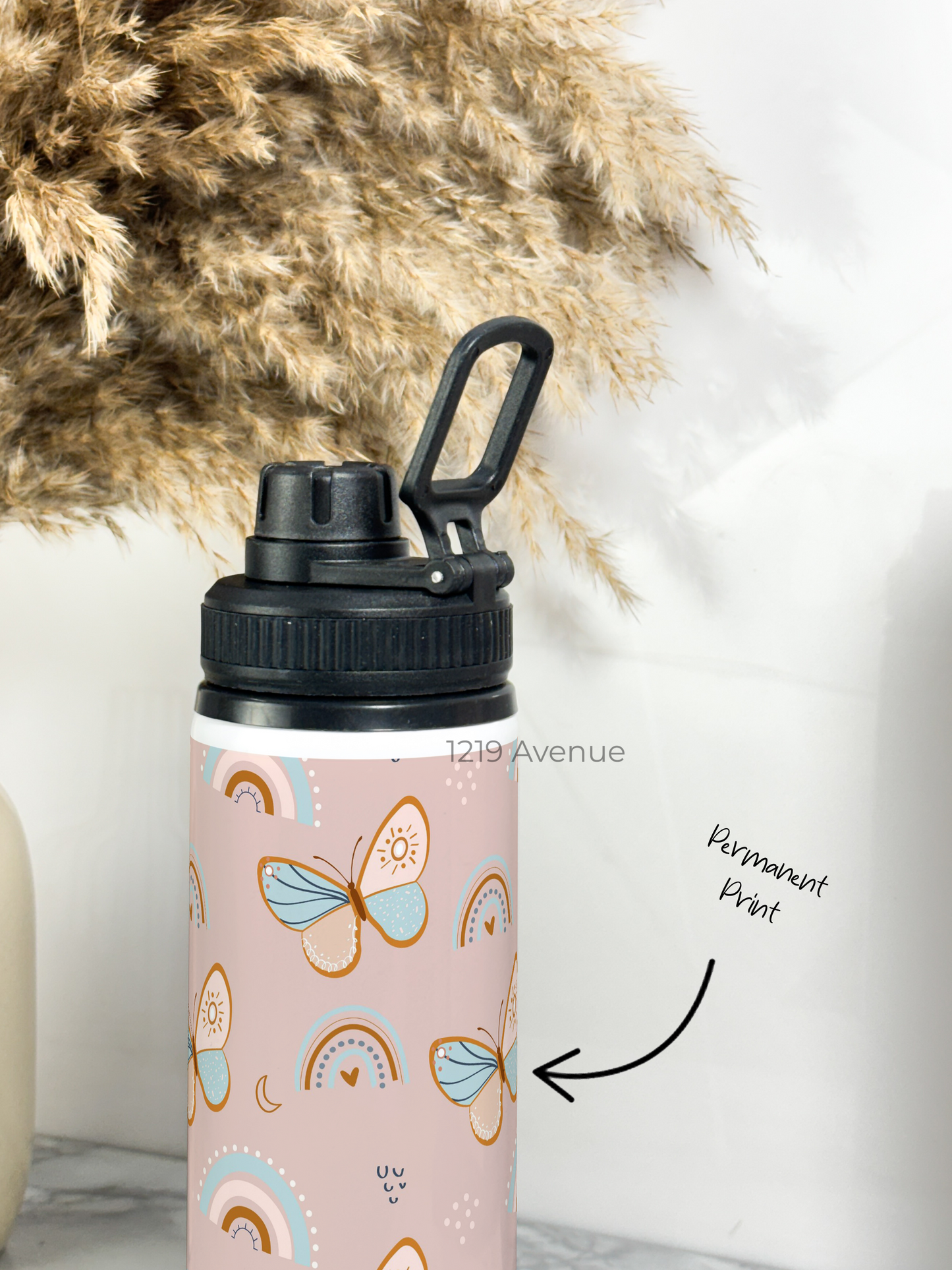 700ml Printed TANK-Sip Water Bottle | Butterfly Abstract Print | For Office, School, Sports | Sipper Bottle with Carry Hook, Durable & Stylish
